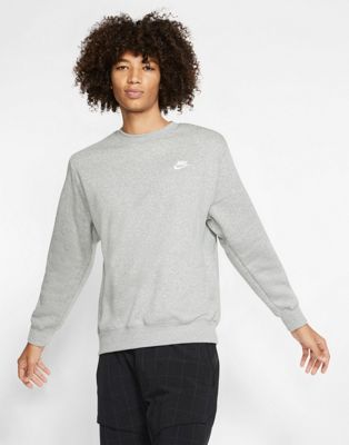Серый вересковый свитшот с круглым вырезом Nike Club Fleece