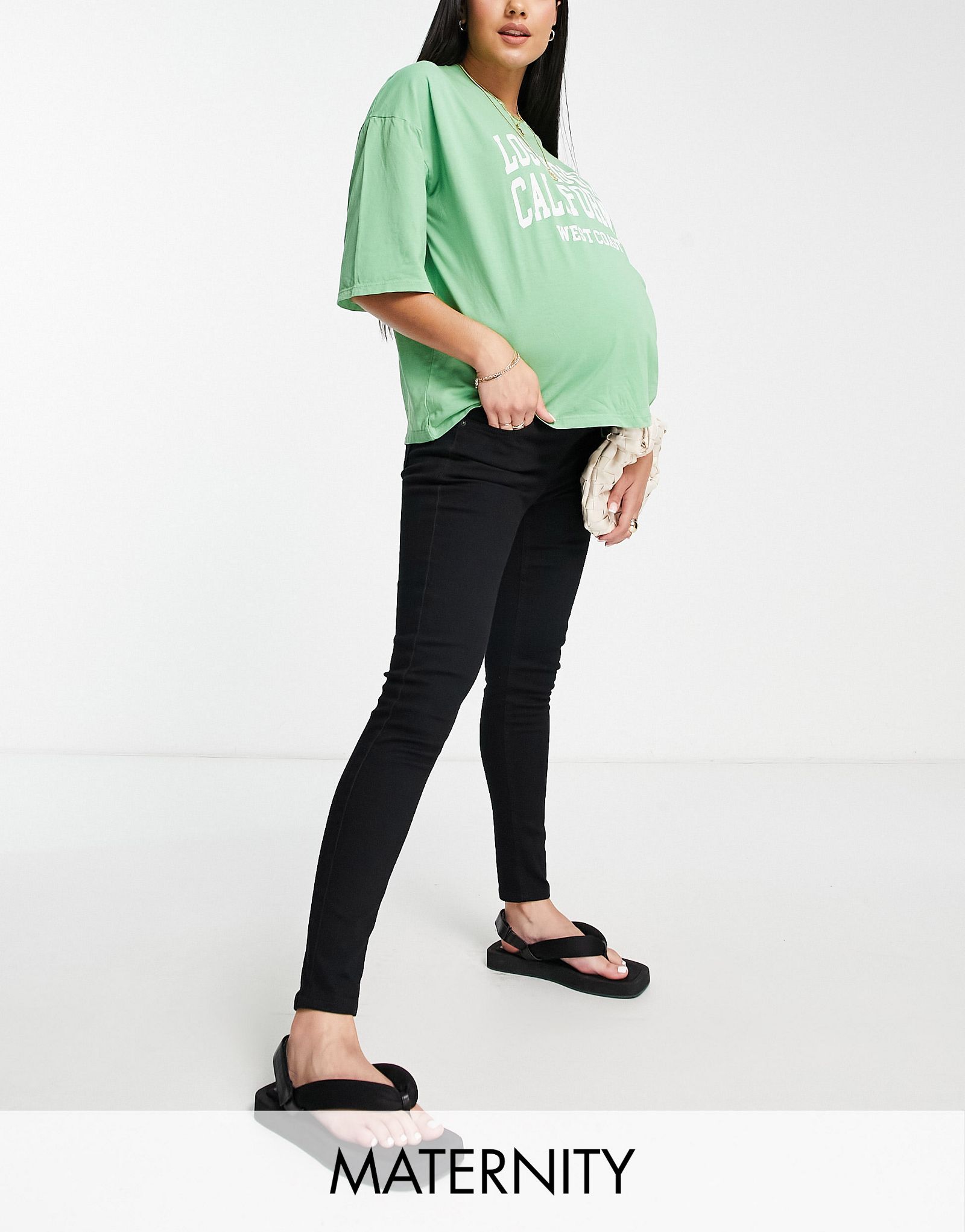 Черные джинсы с выпуклостями Topshop Maternity Jamie