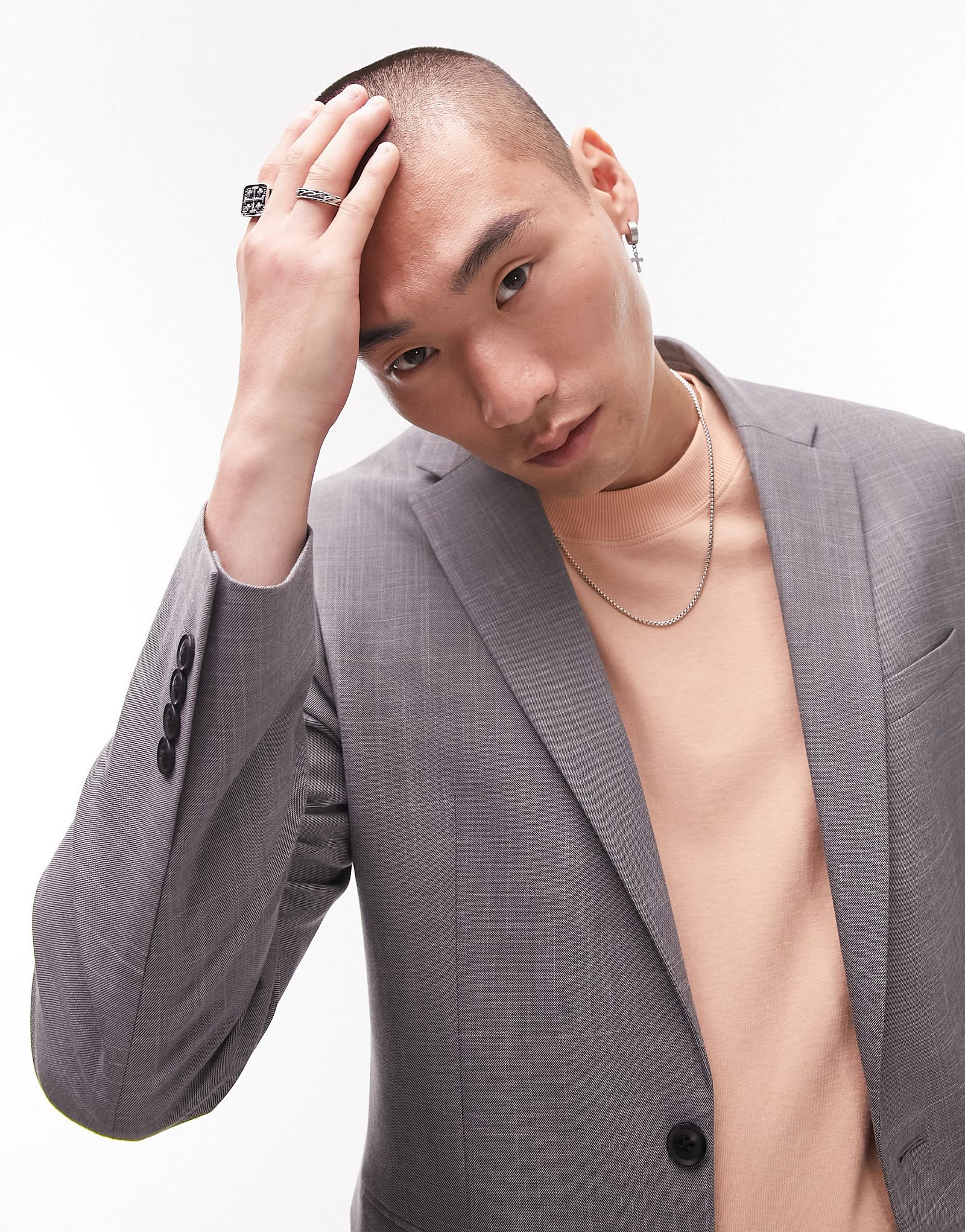 Серый узкий пиджак стрейч Topman 14590₽