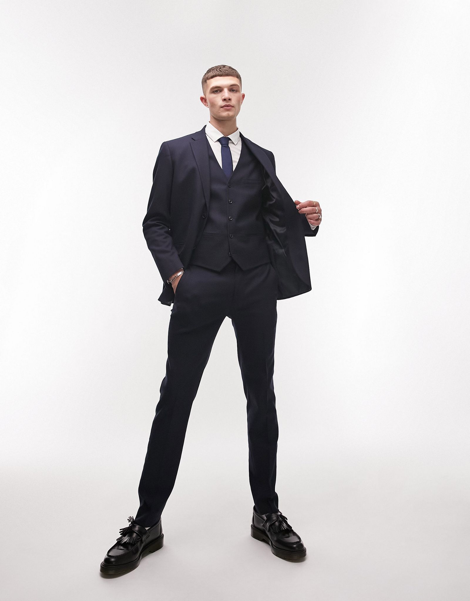 Темно-синий текстурированный жилет Topman 4290₽