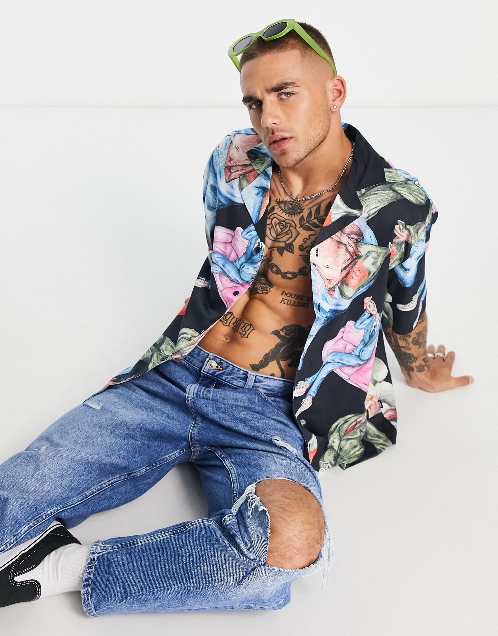 Черная рубашка с короткими рукавами и принтом Dr Denim madi 7590₽