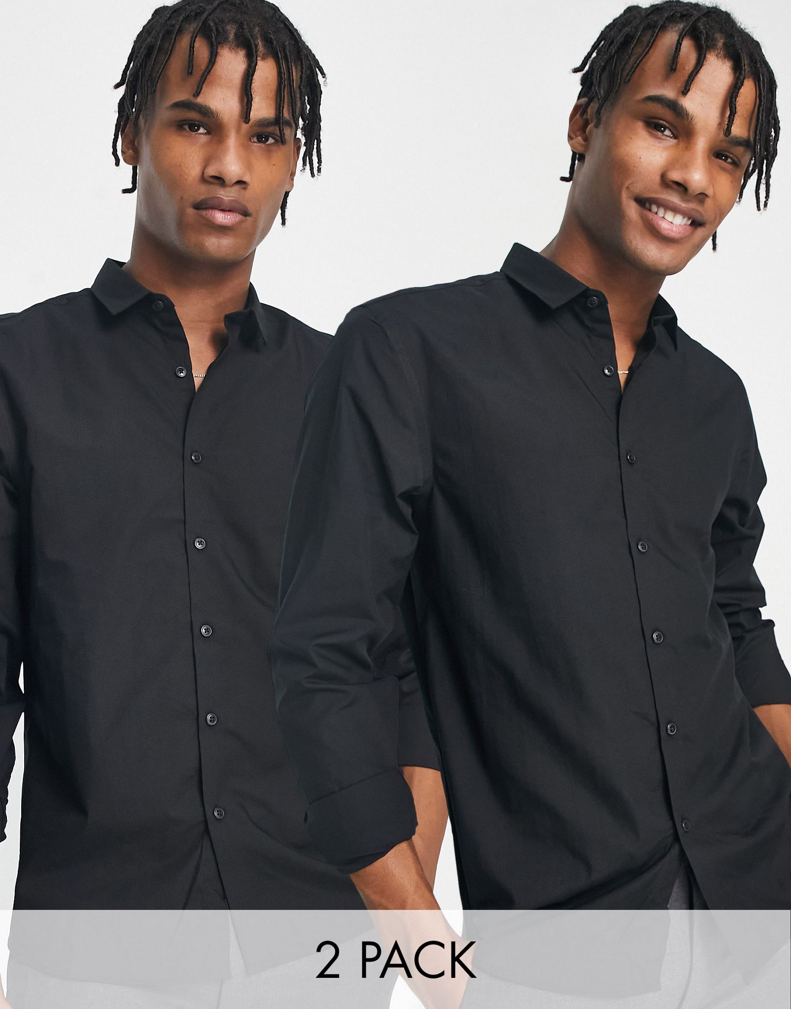 Комплект из двух черных рубашек с длинными рукавами из поплина New Look 4790₽