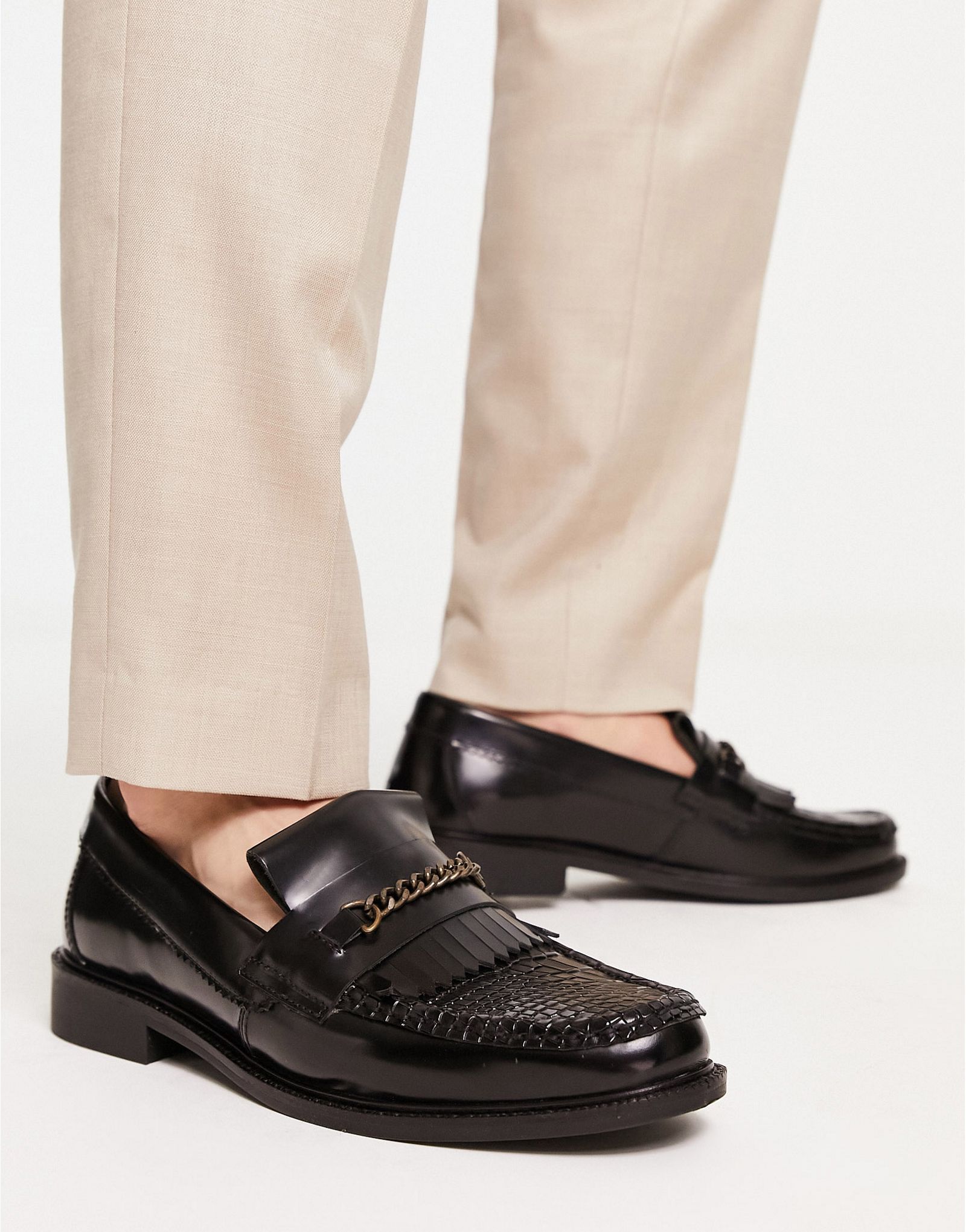 Лоферы H by Hudson Alvin из черной блестящей кожи