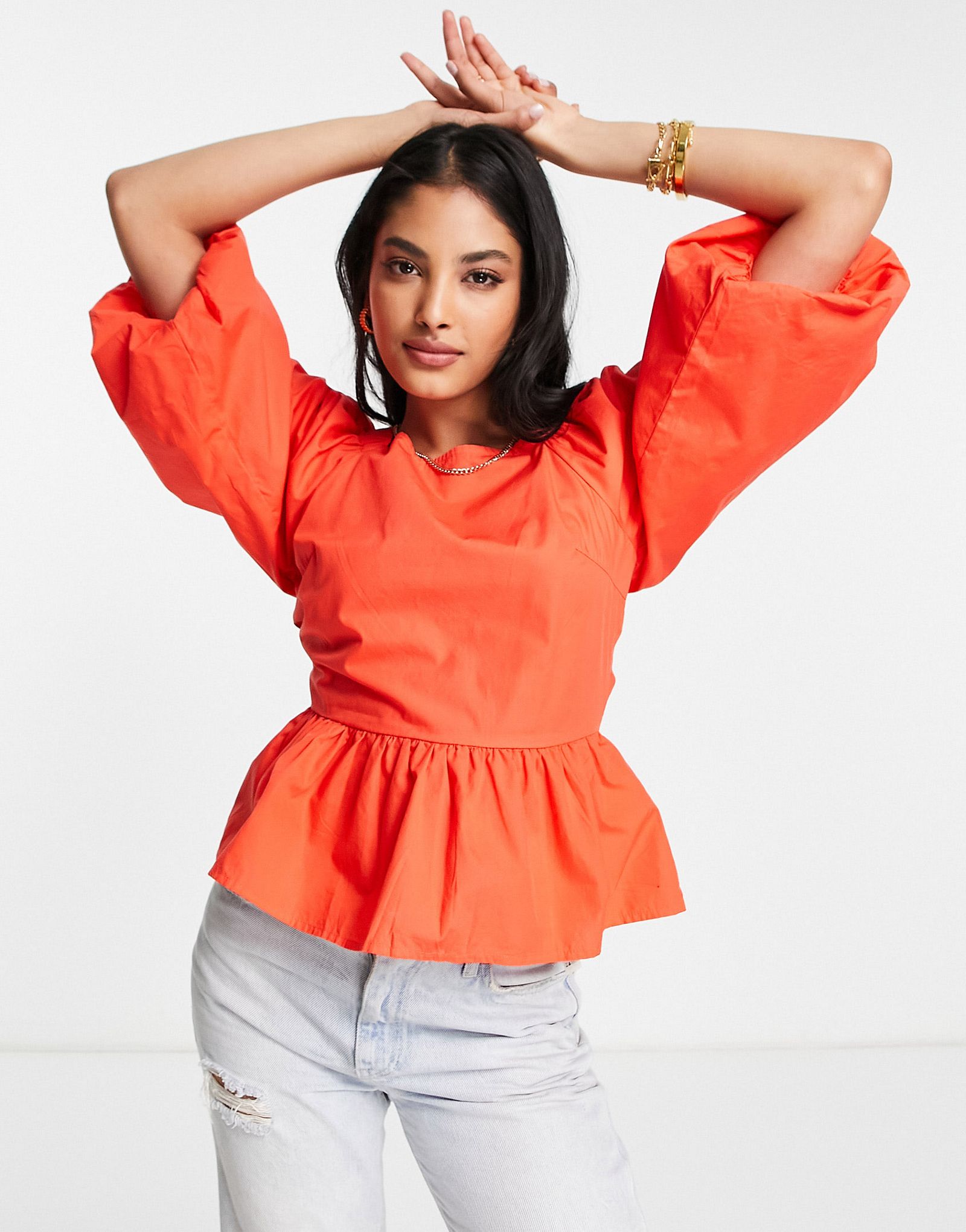 Красная блузка с квадратным вырезом и пышными рукавами YAS 7590₽