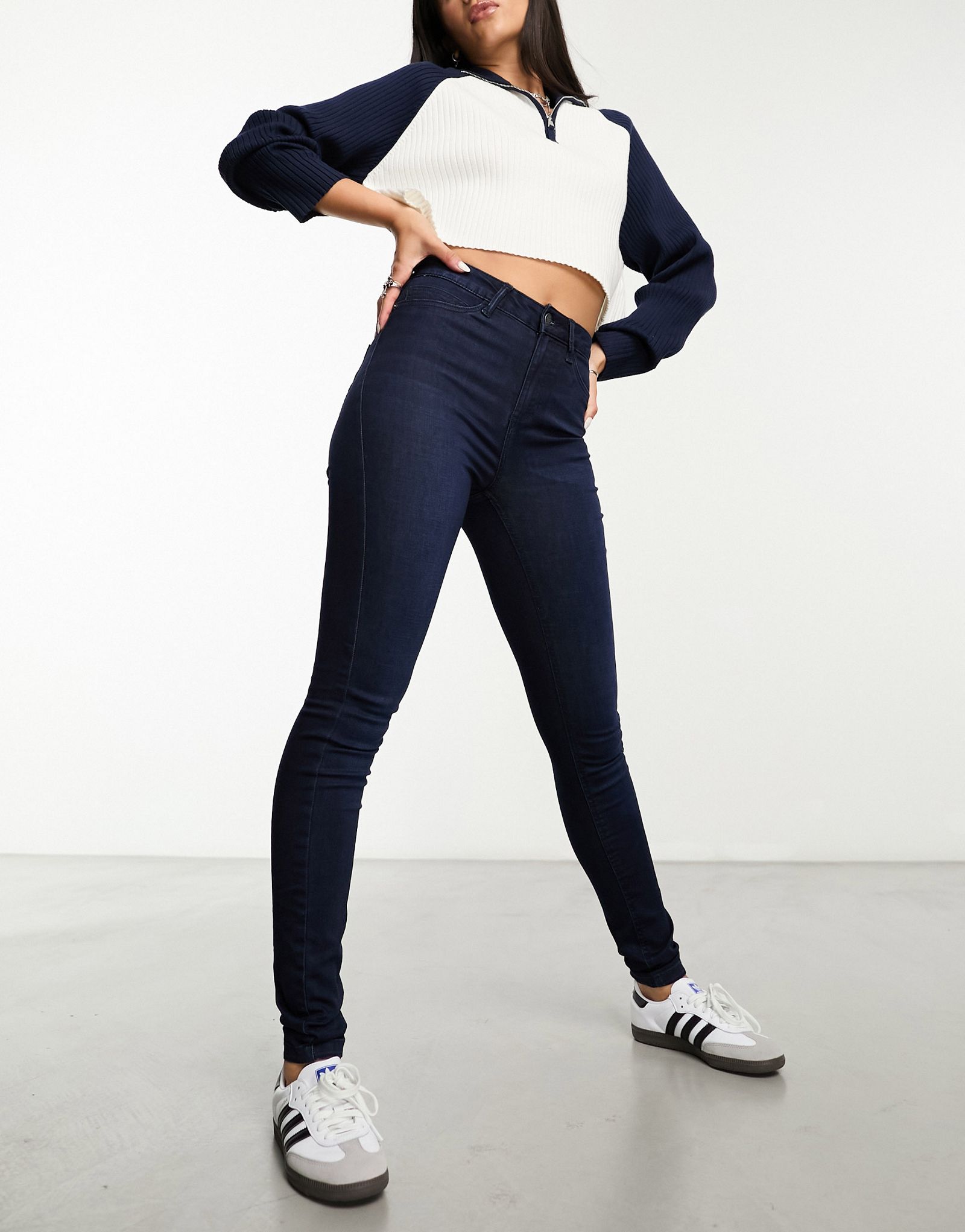 Темно-синие джинсы скинни с высокой посадкой Noisy May Callie 8290₽