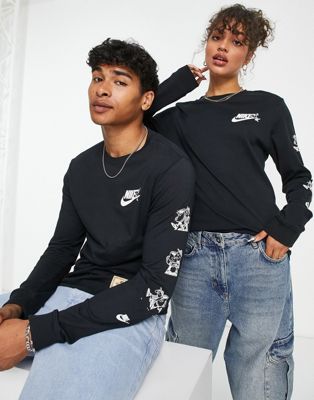 Черная футболка с длинными рукавами и графикой Nike Sole Cafe Better Together