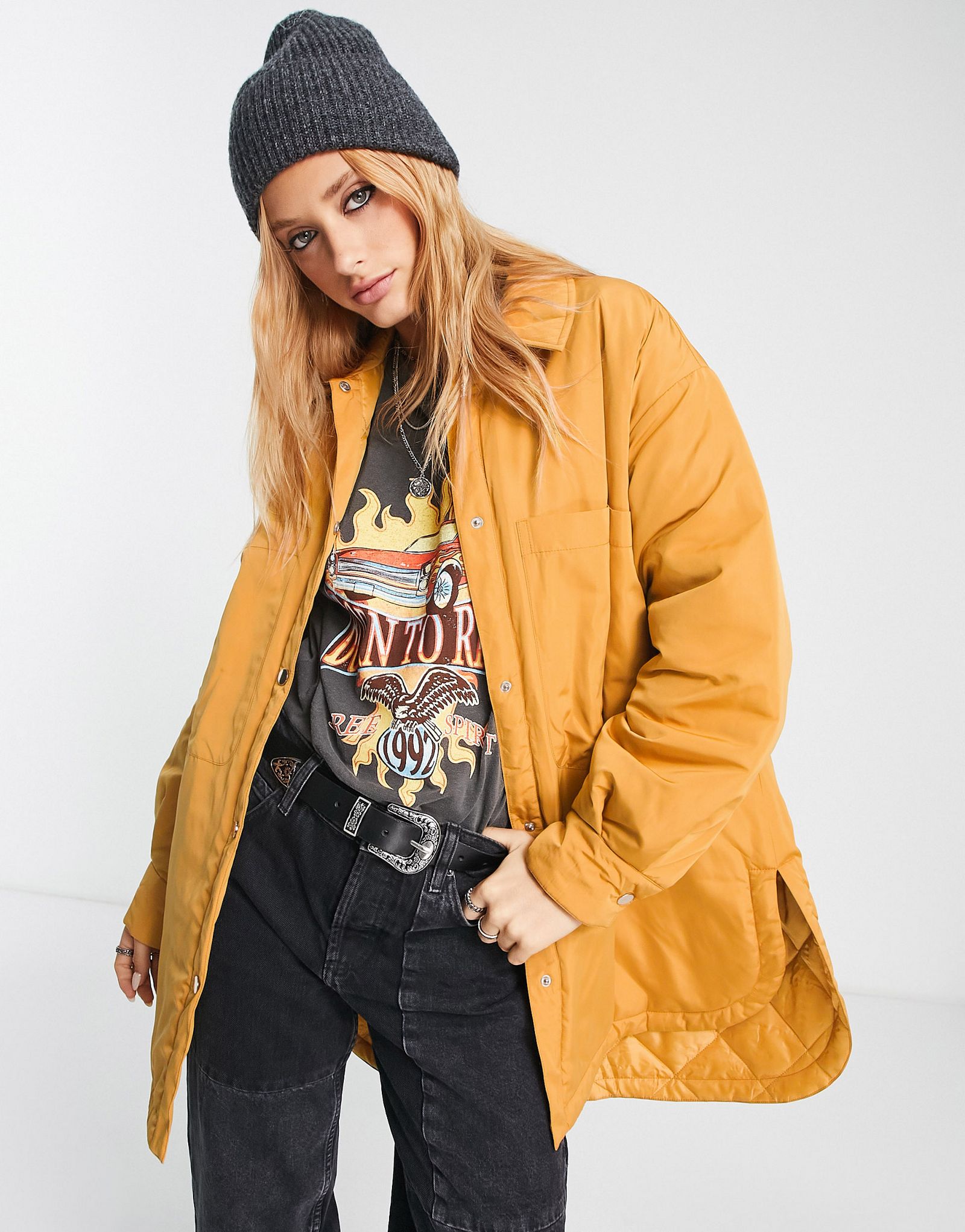 Утепленная куртка-рубашка средней длины Bolongaro Trevor карамельного цвета 16790₽