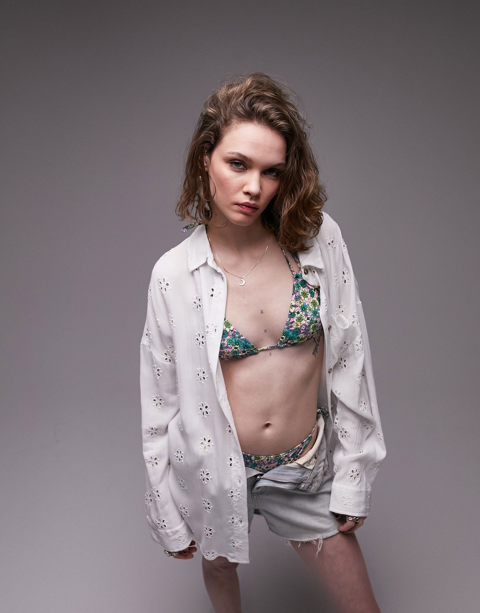 Белая пляжная рубашка с люверсами Topshop 9990₽