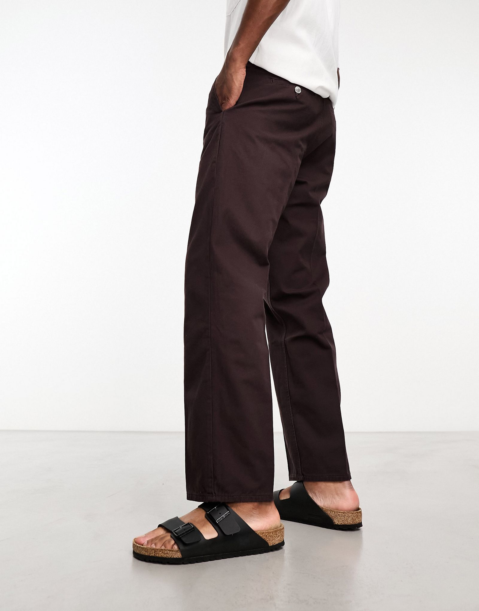 Коричневые свободные брюки чинос Weekday Joel