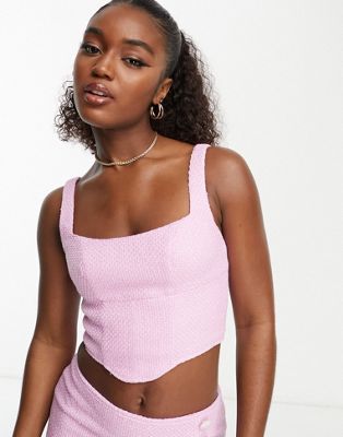 Розовый укороченный корсет-букле Miss Selfridge - часть комплекта