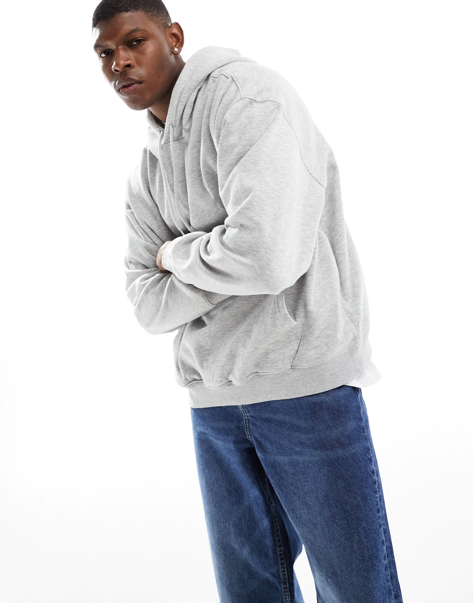 Толстовка оверсайз серого меланжа Weekday 4890₽