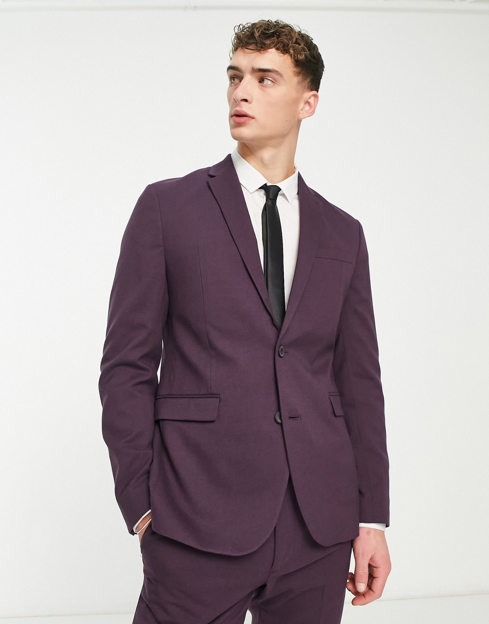 Темно-сливовый пиджак скинни New Look 4190₽