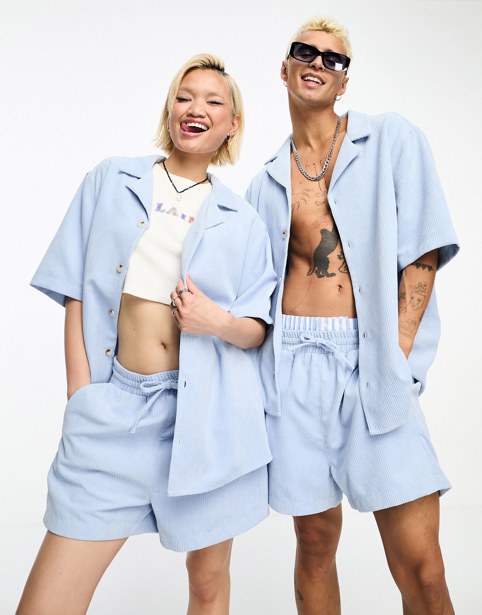 Синяя вельветовая рубашка унисекс Reclaimed Vintage