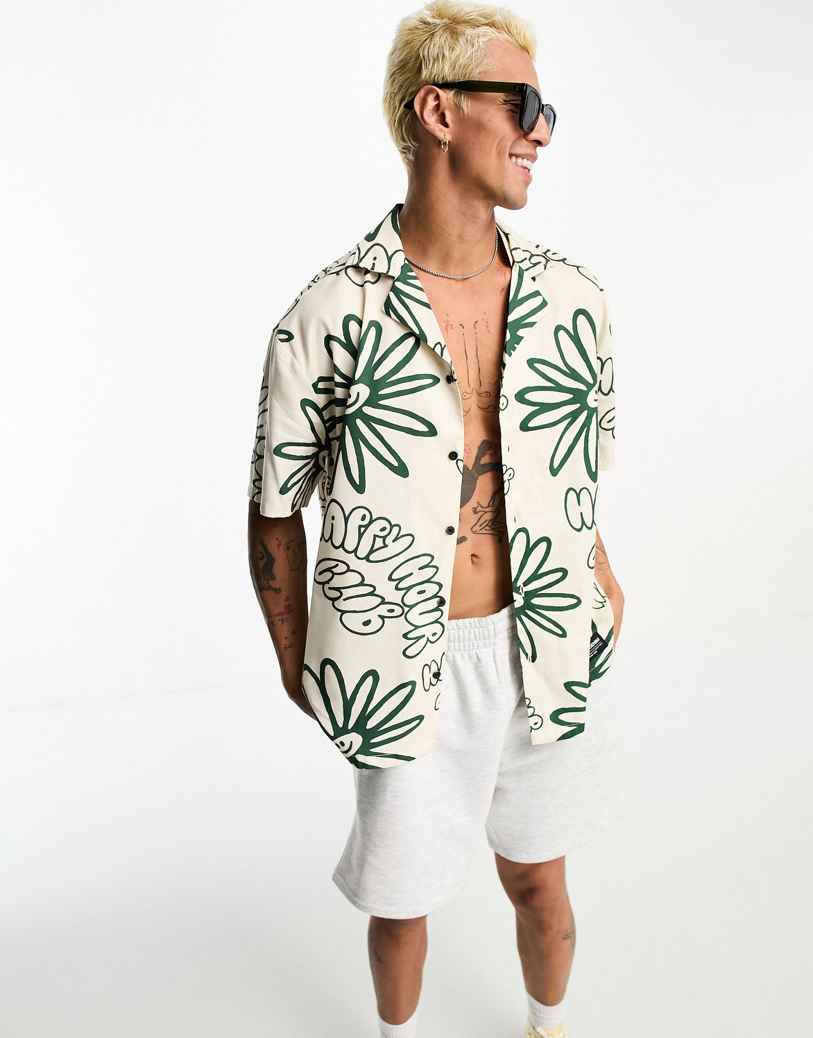 Рубашка свободного кроя с короткими рукавами Dr Denim Madi с курортным принтом 10790₽