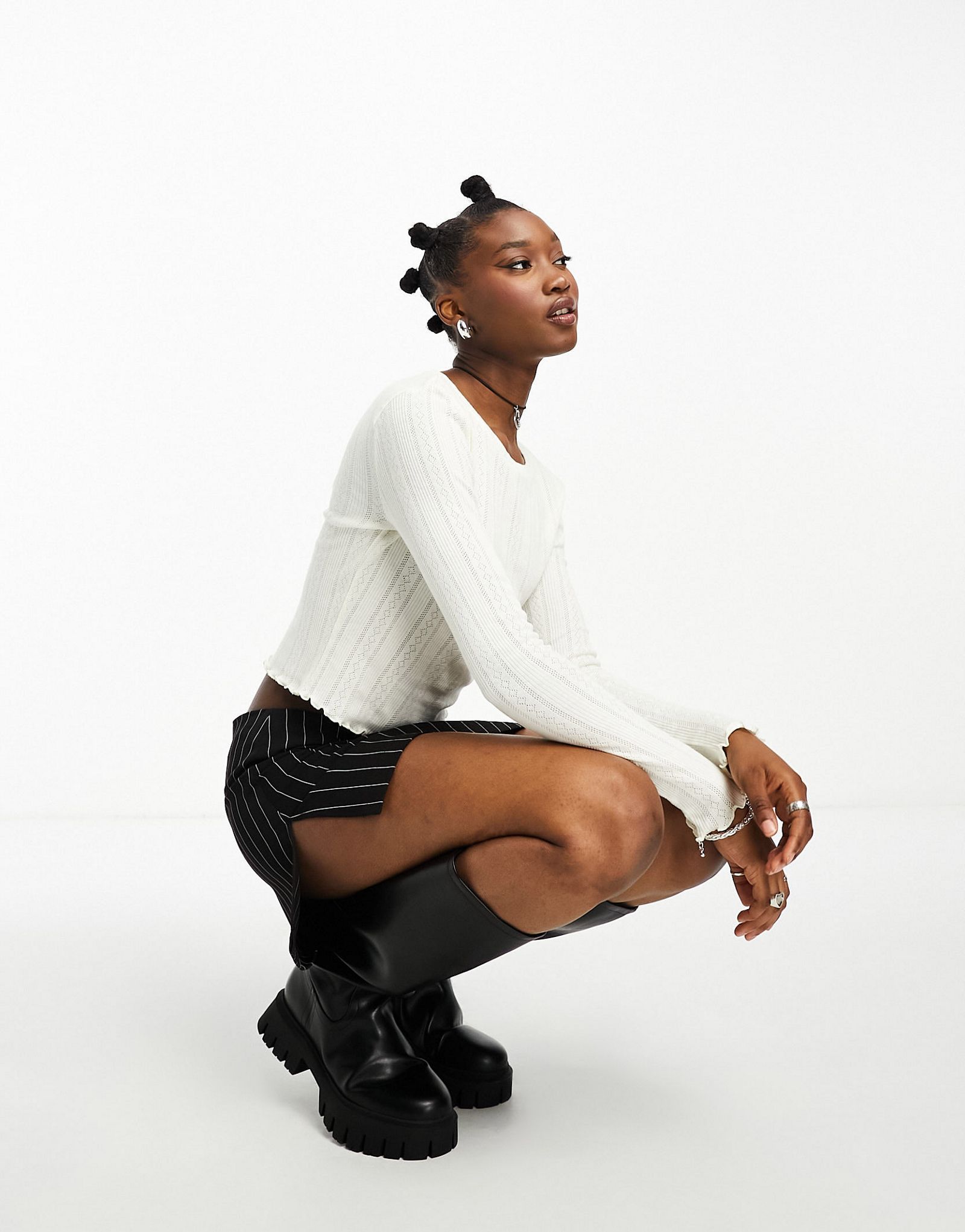 Белый топ с салатовой каймой Noisy May 4590₽