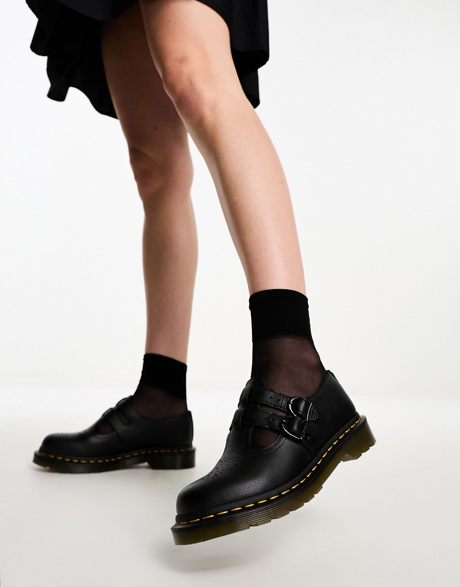 Черные кожаные туфли Mary Jane Dr Martens 8065