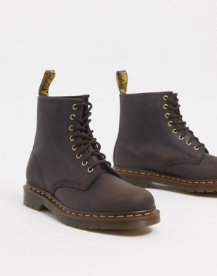 Коричневые ботинки с 8 люверсами Dr Martens 1460