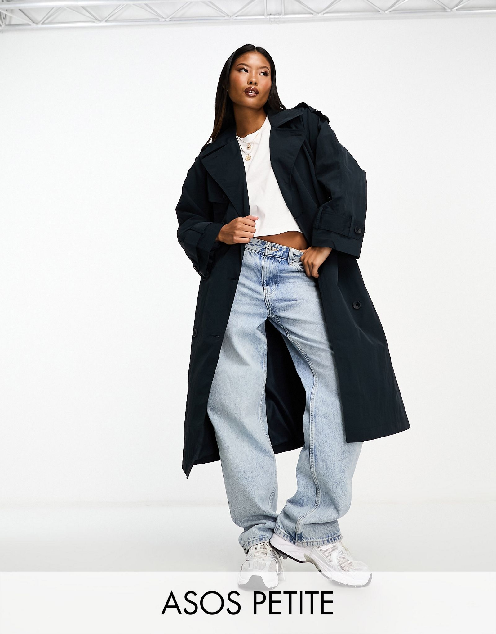Темно-синий тренч ASOS DESIGN Petite 6590₽