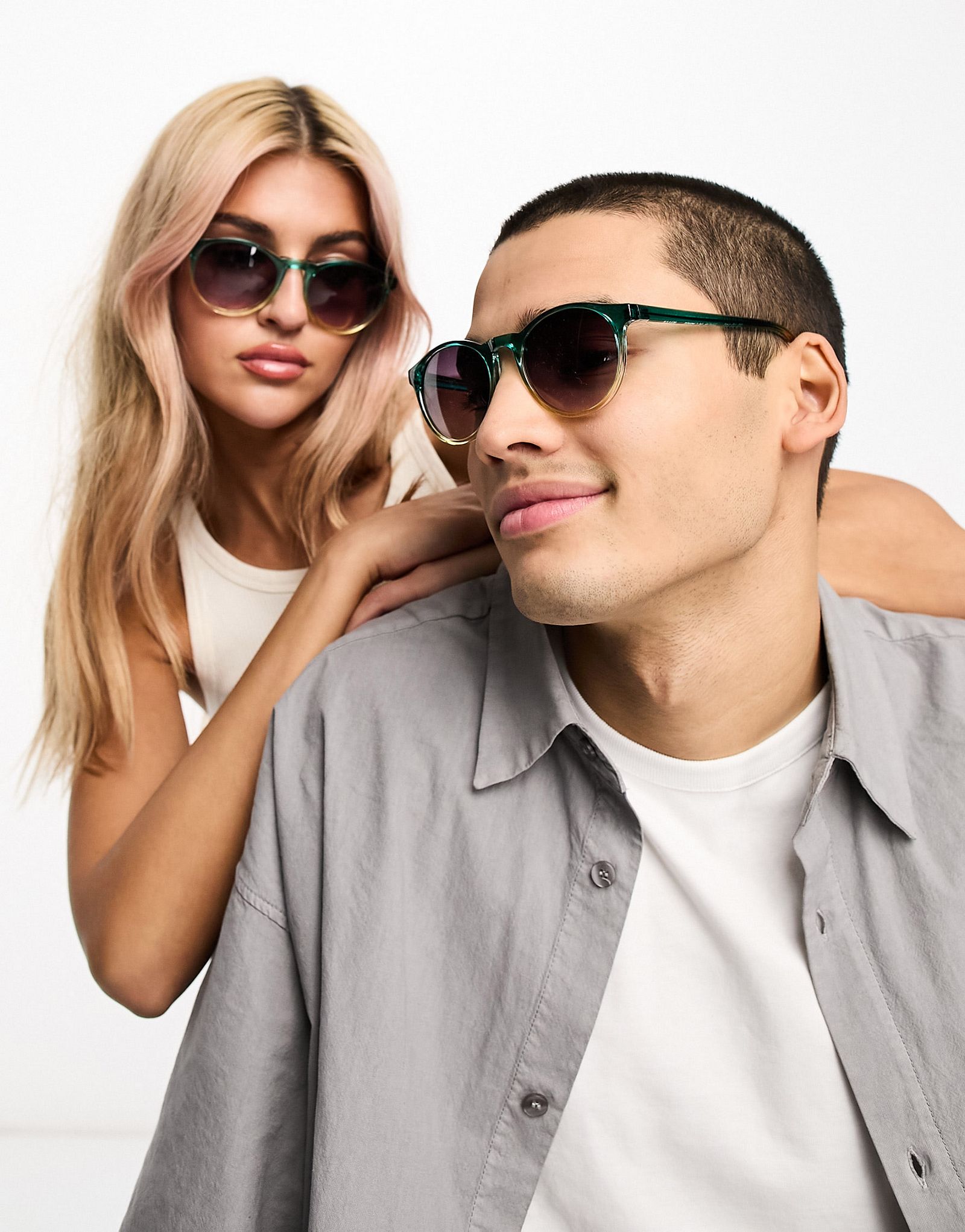 Круглые зеленые фестивальные солнцезащитные очки в стиле ретро от AJ Morgan