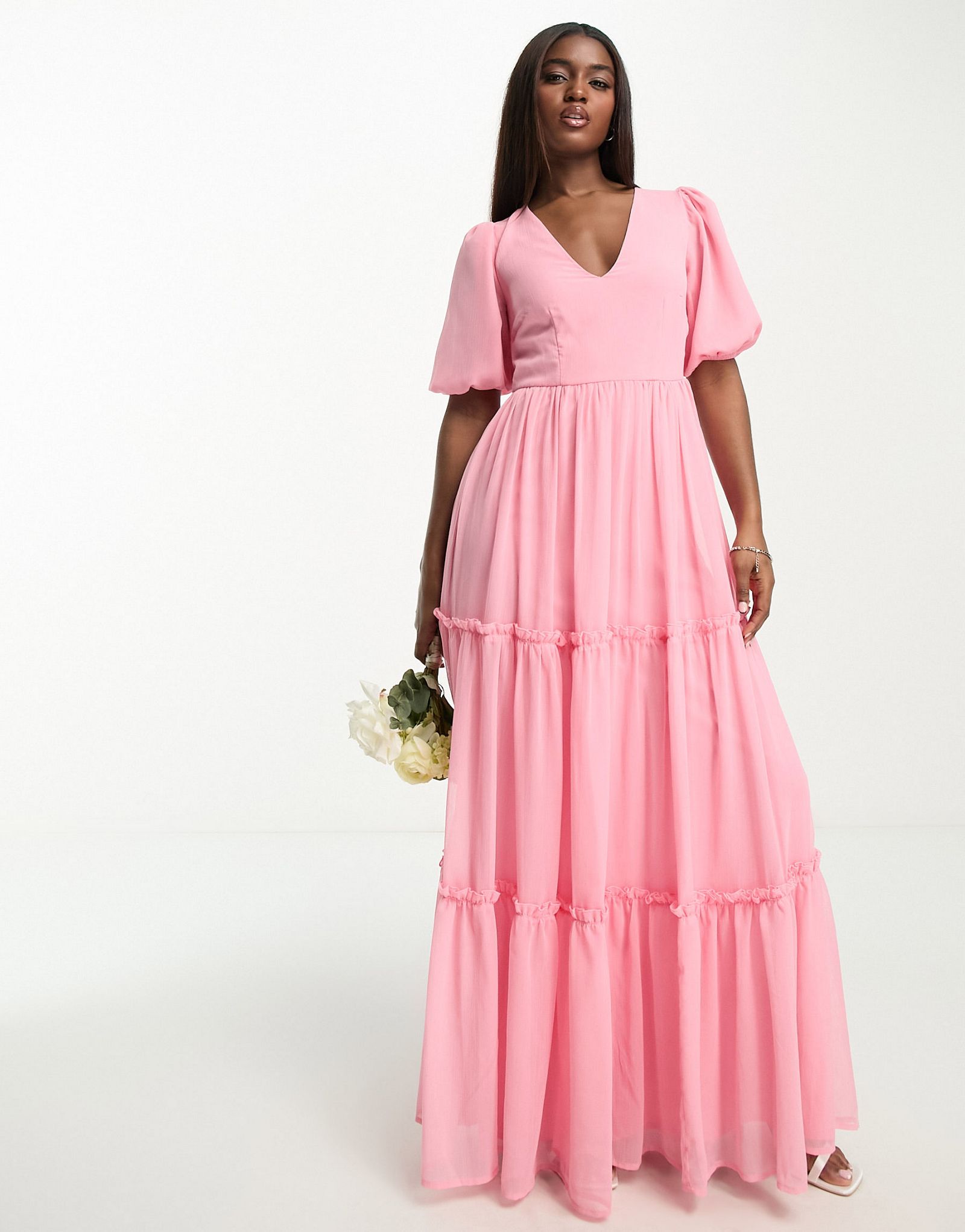 Ярко-розовое платье макси с завязками на спине Anaya Bridesmaid 8890₽