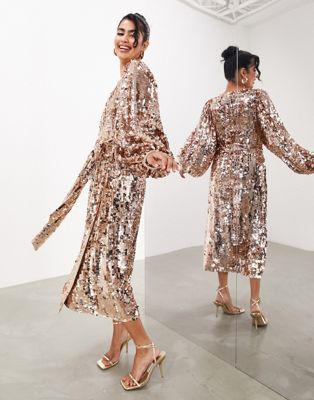 Asos rose gold dress best sale