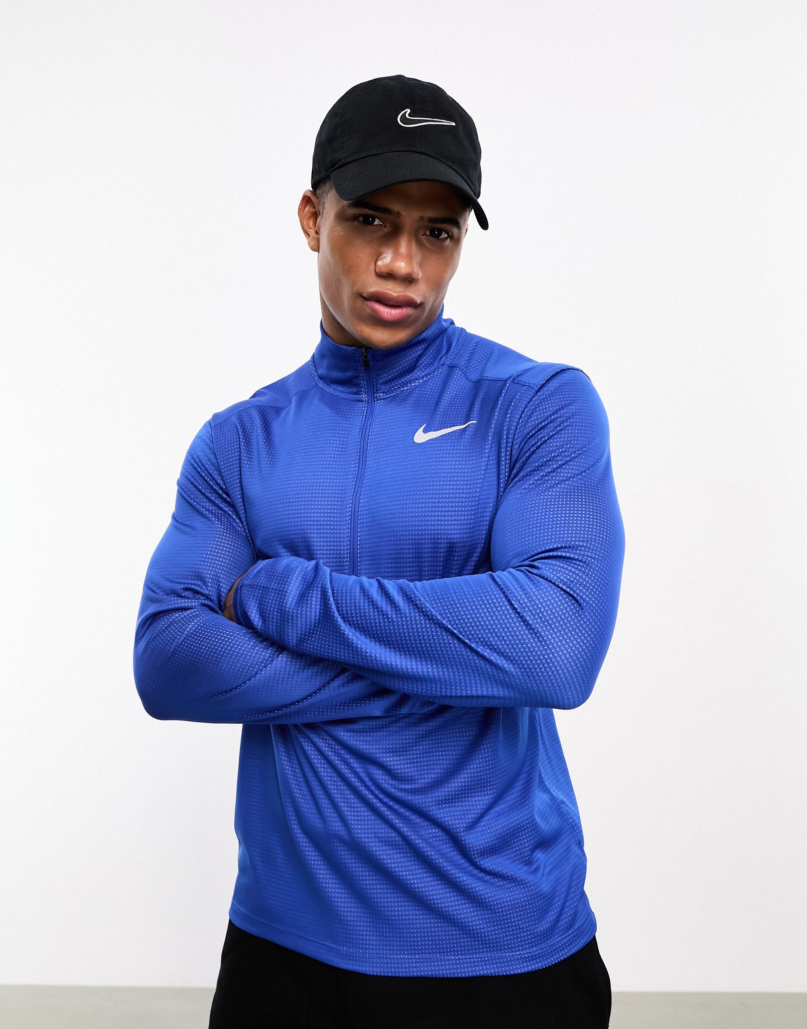 Цвет: королевский синий с длинным рукавом и половиной молнии Nike Running Dri-Fit Pacer