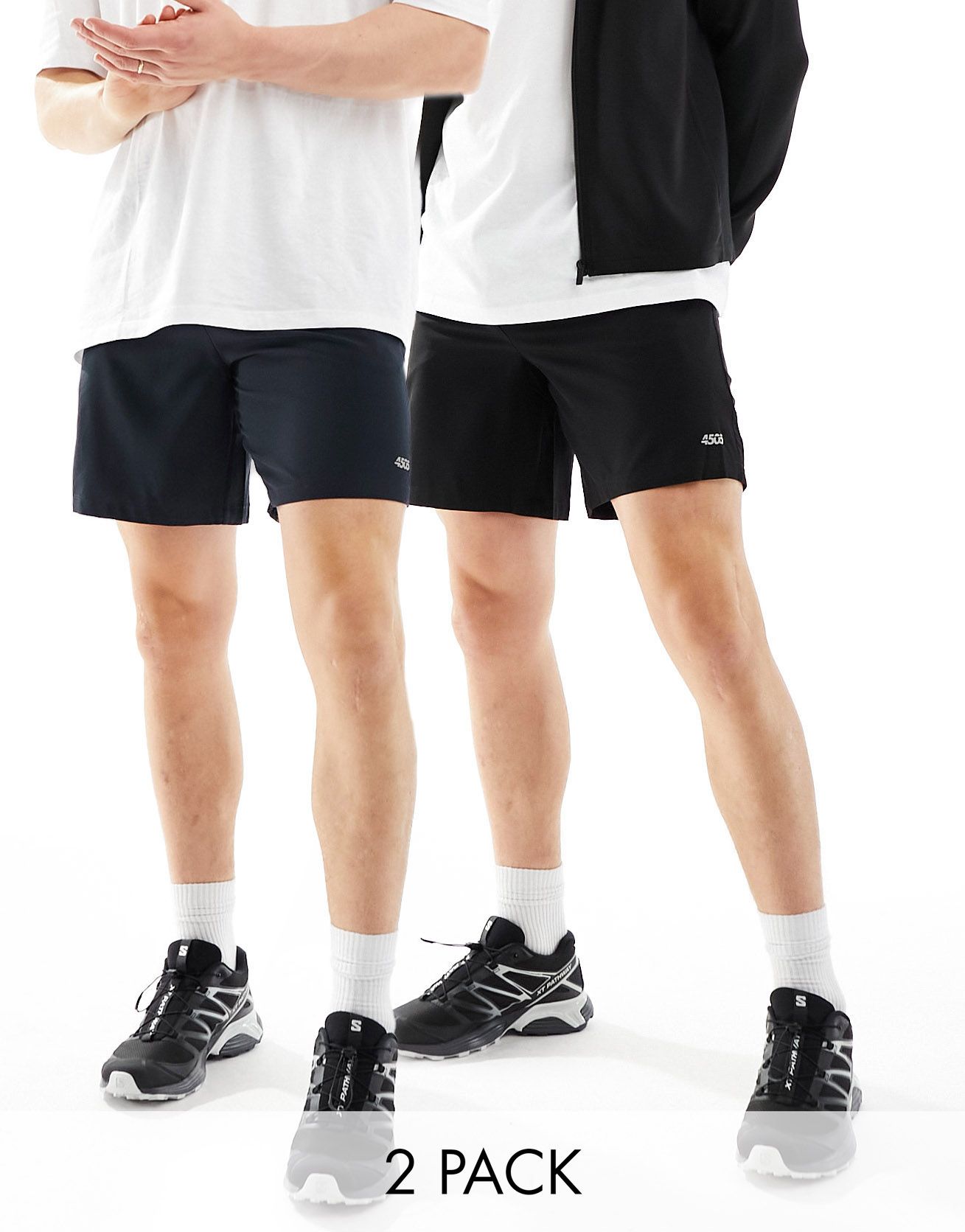 Набор из 2 быстросохнущих спортивных шорт ASOS 4505 Icon 7 дюймов черного и темно-синего цвета 5190₽