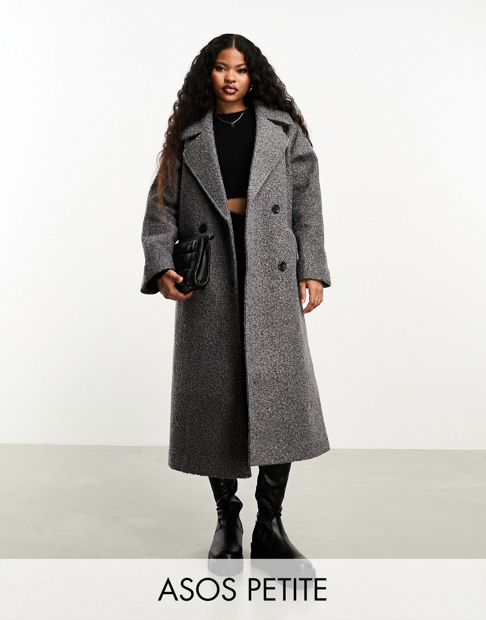 Темно-серое букле свободного кроя ASOS DESIGN Petite 12590₽