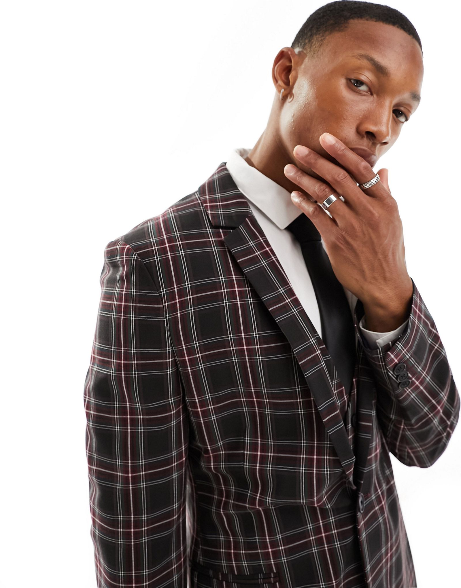 Супероблегающий темно-зеленый пиджак в клетку ASOS DESIGN 7090₽