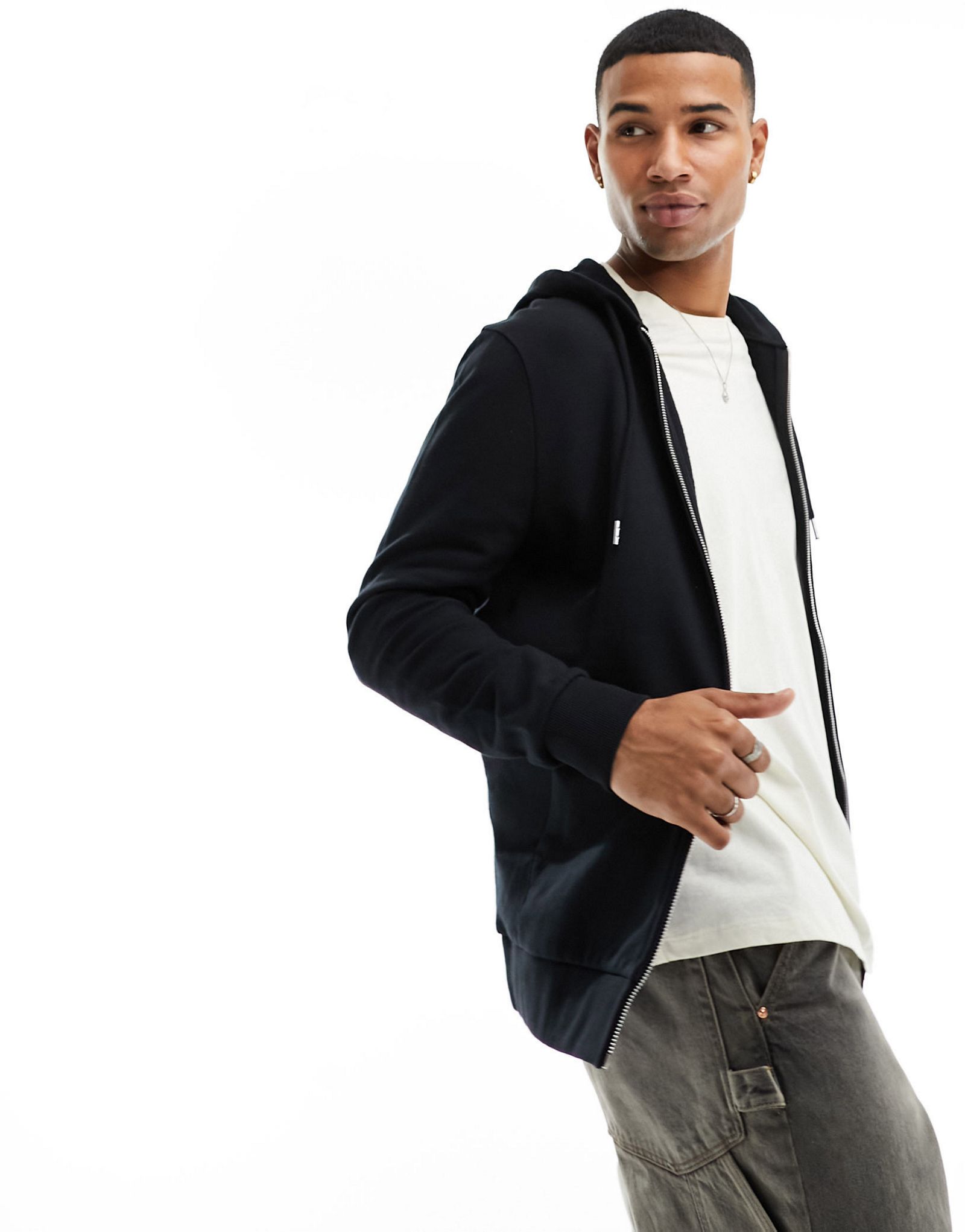 Черное худи на молнии ASOS DESIGN 5690₽