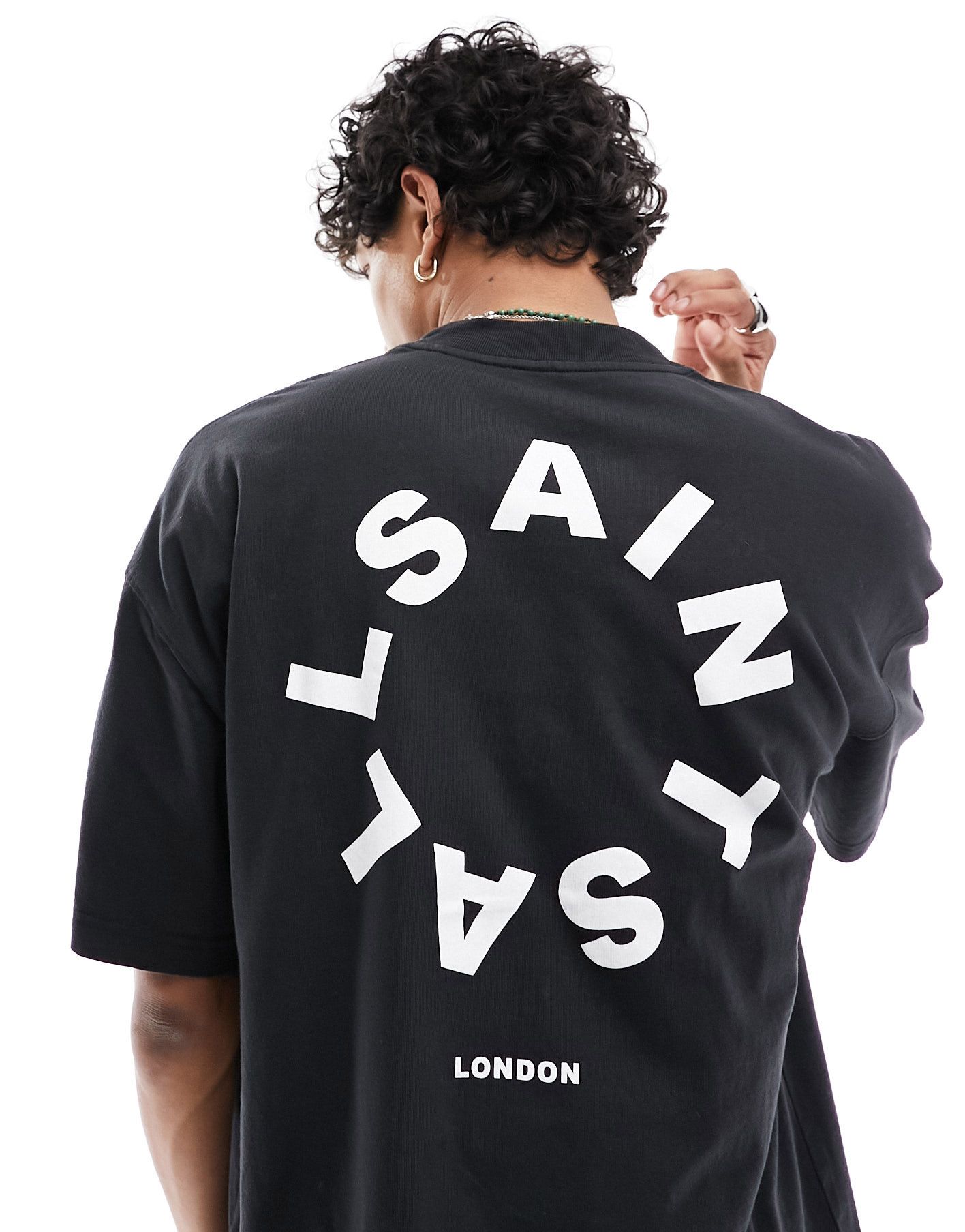 Черная футболка с короткими рукавами и круглым вырезом AllSaints Tierra 18090₽