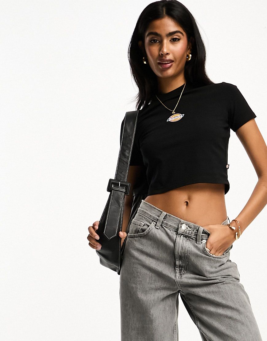 Черная укороченная детская футболка Dickies Maple Valley 4290₽