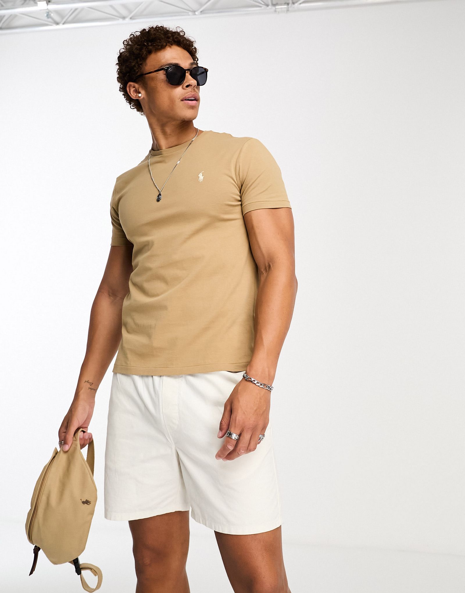 Светло-коричневая футболка с логотипом Polo Ralph Lauren 10490₽