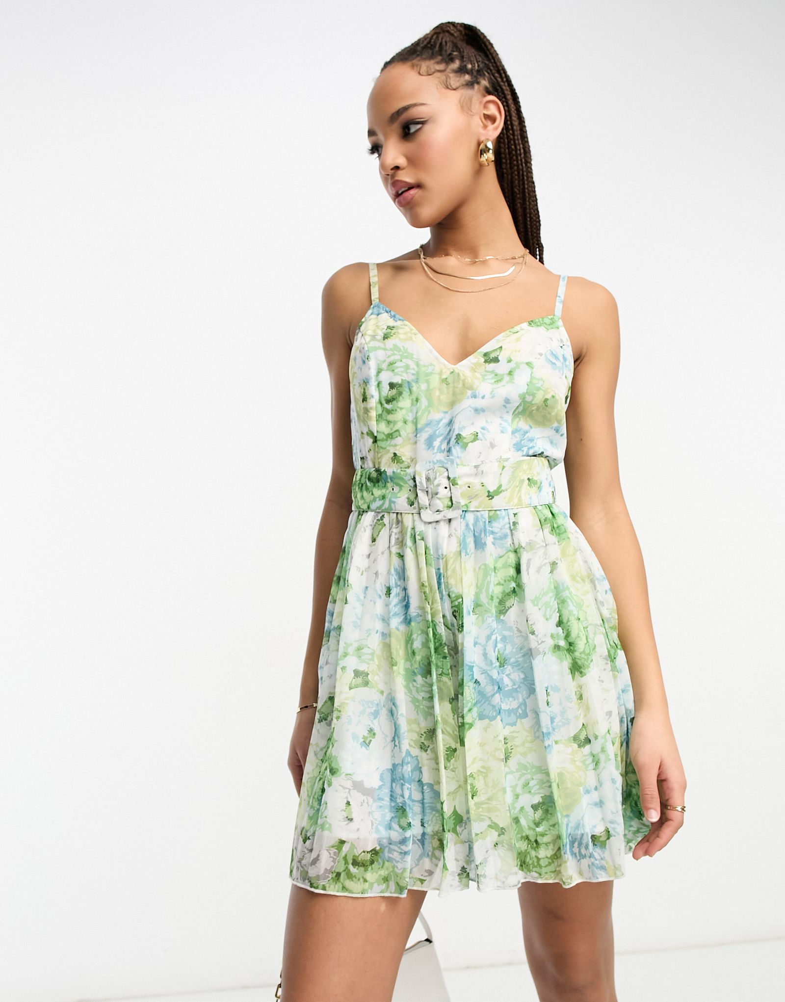 Синий плиссированный комбинезон с поясом ASOS DESIGN 5290₽