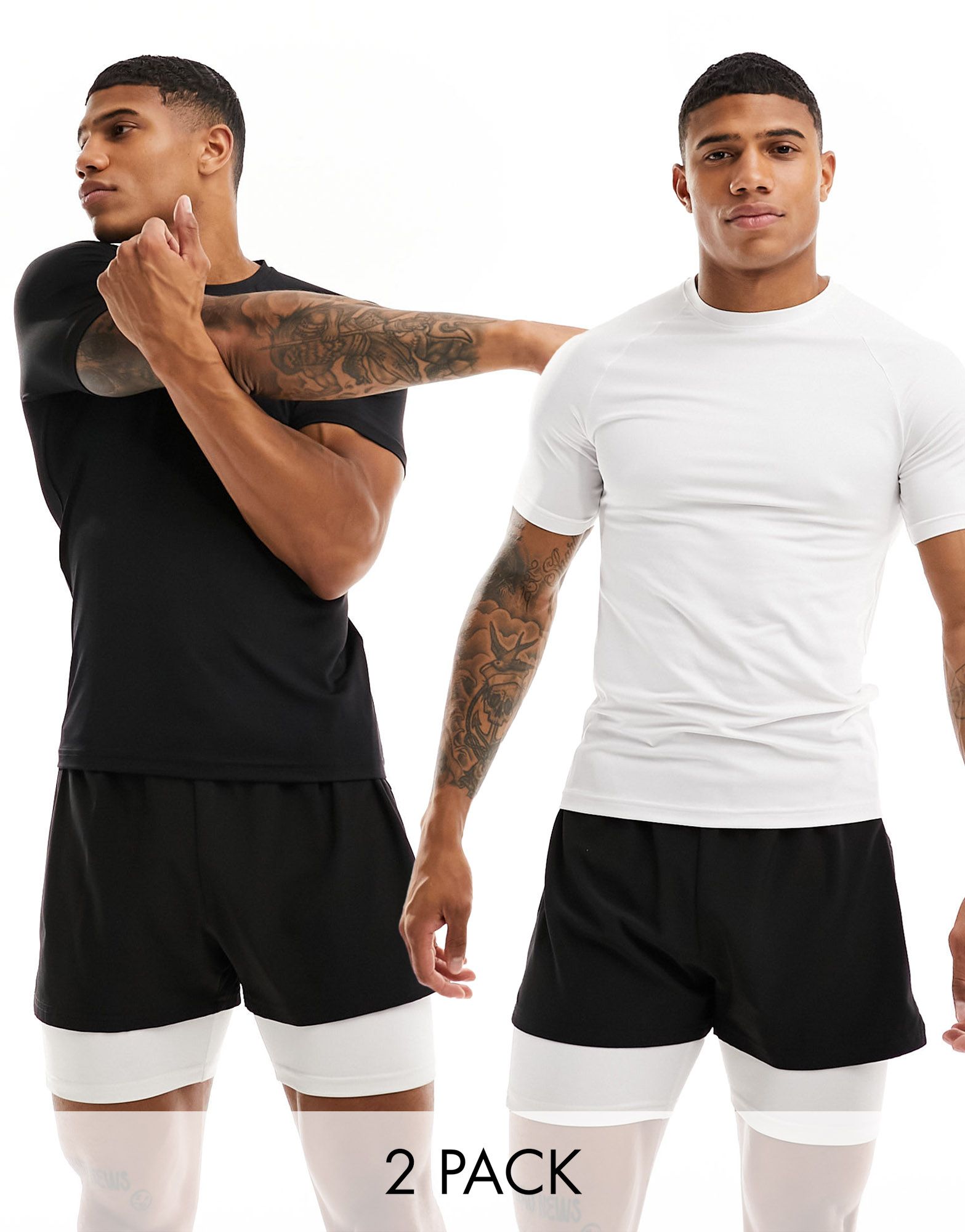 ASOS 4505 Icon Muscle Fit, 2 пары быстросохнущих футболок для тренировок