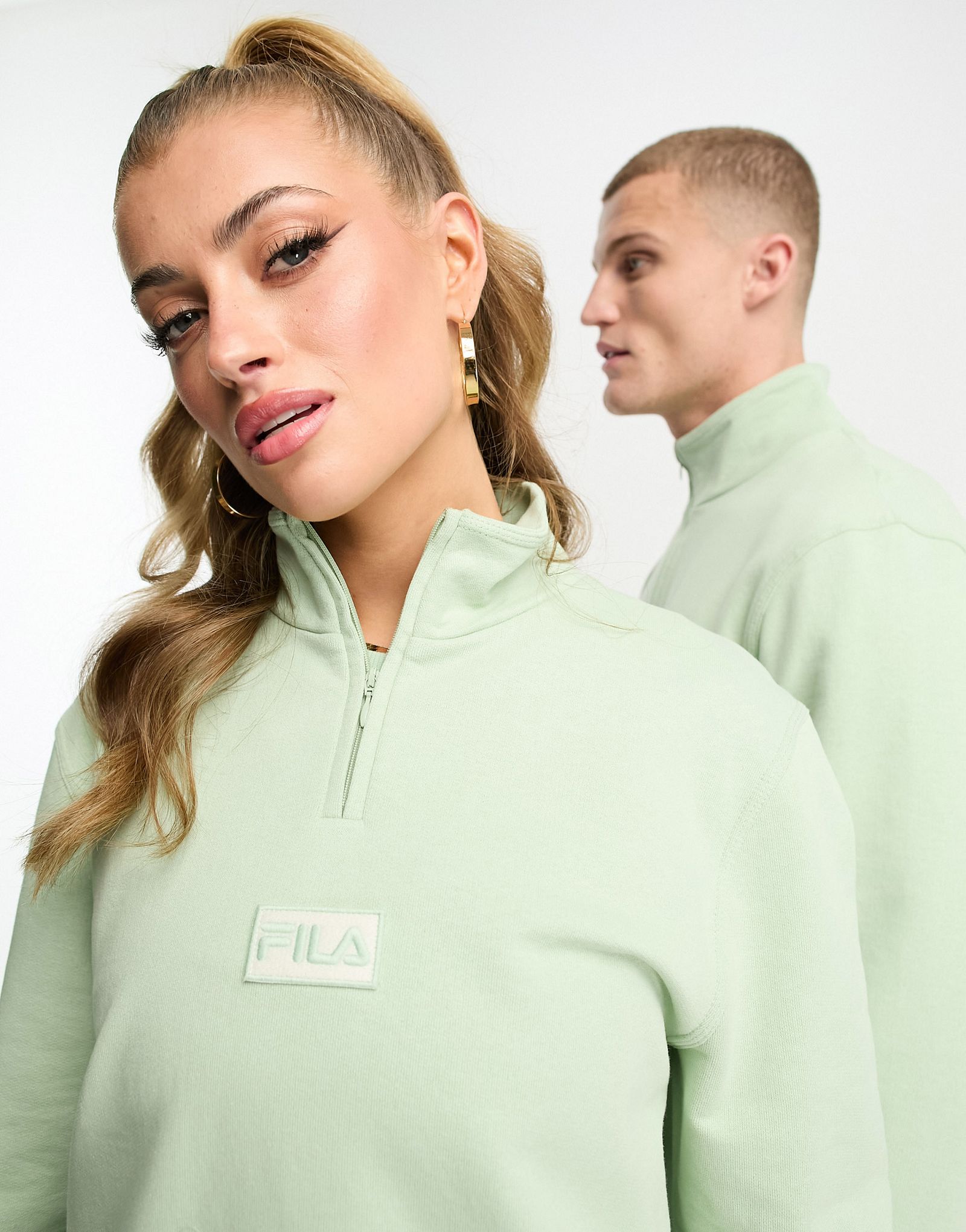 Зеленый флисовый флис на молнии 1/4 Fila унисекс Tuss