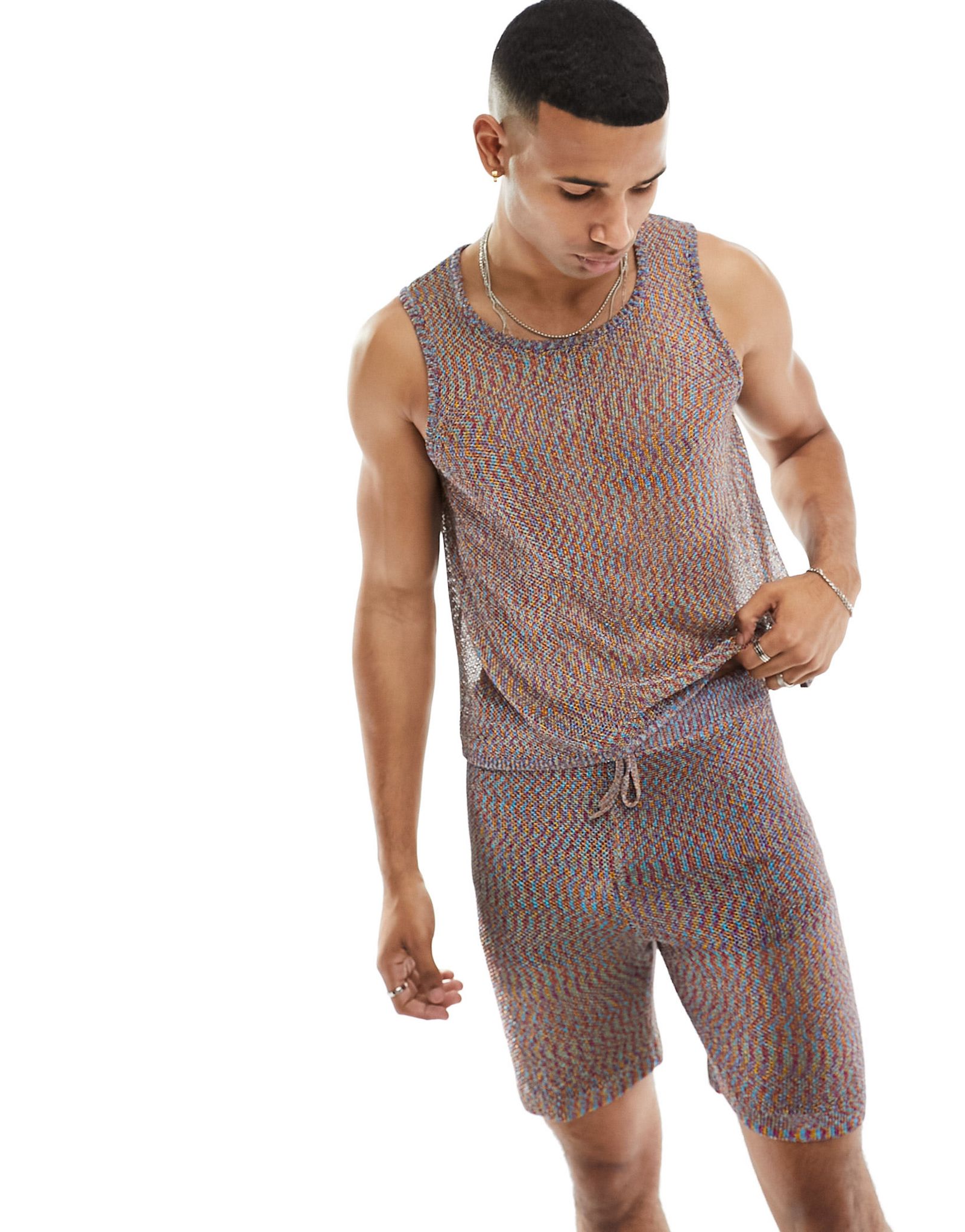 Разноцветная вязаная майка из металлизированной сетки ASOS DESIGN 3490₽