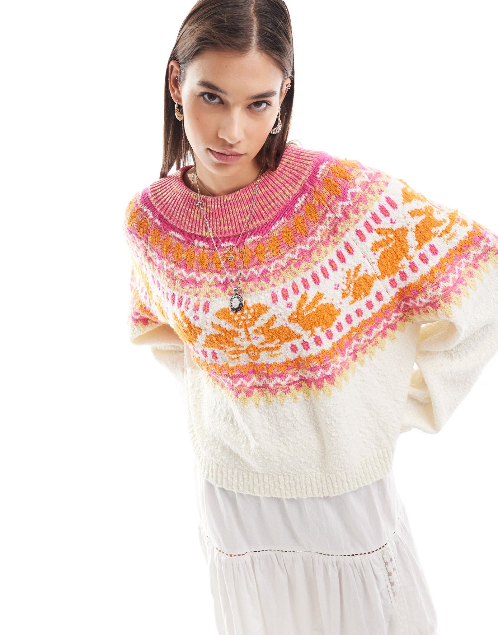 Белый свитер Free People Fairisle 18690₽