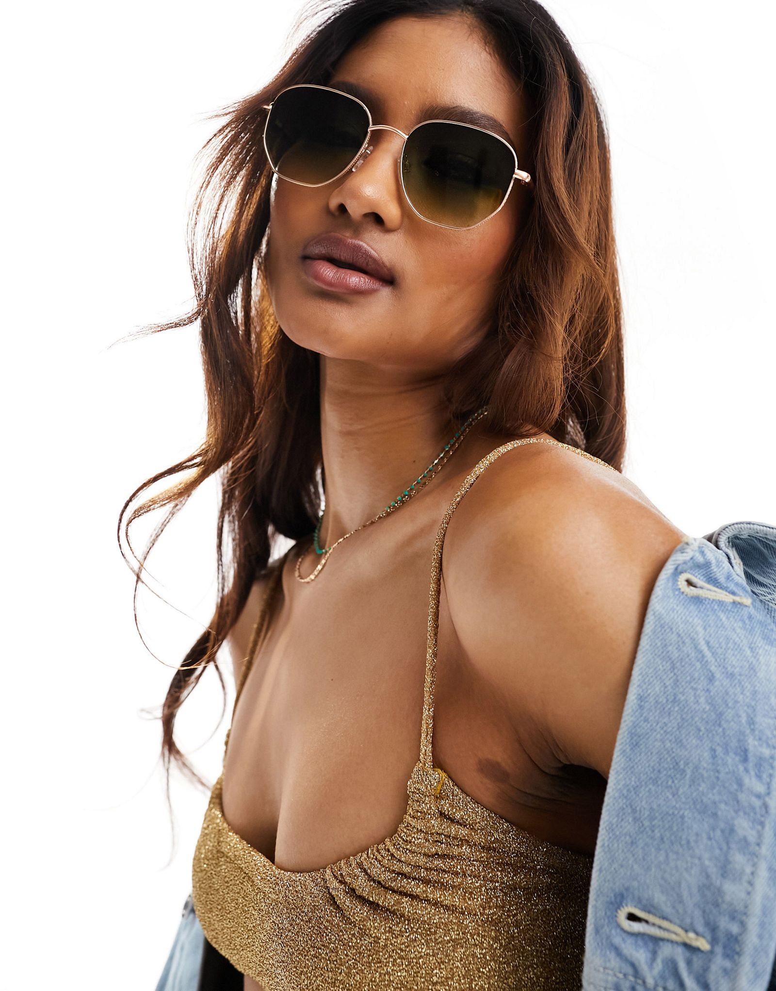 Черные и зеленые солнцезащитные очки в круглой текстурированной оправе Quay big time