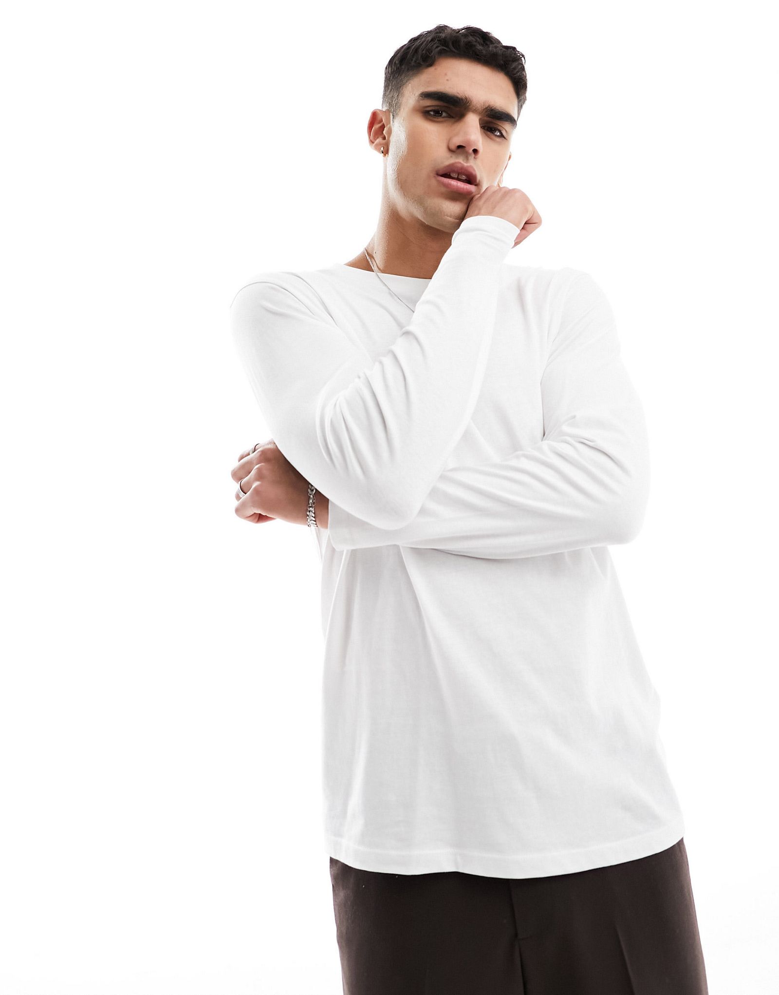 Белая футболка с длинными рукавами Selected Homme