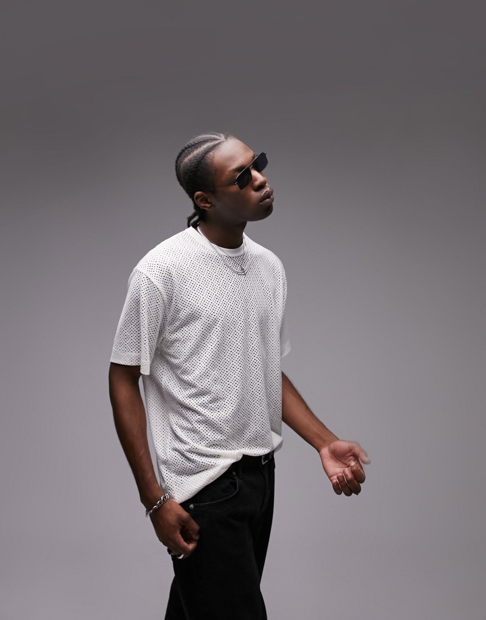 Белая сетчатая футболка оверсайз Topman 4490₽