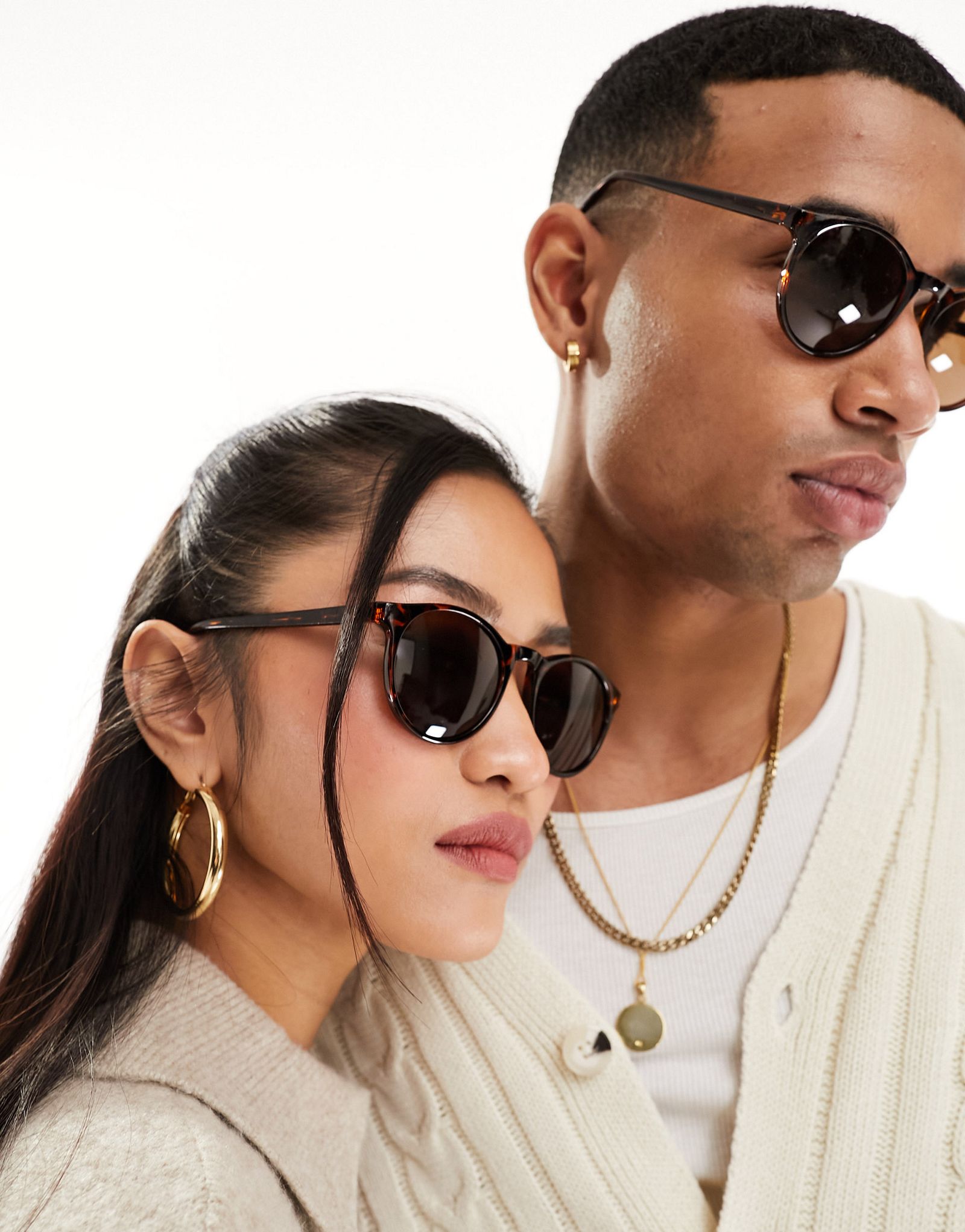 Круглые солнцезащитные очки черепаховой расцветки для выпускников AJ Morgan