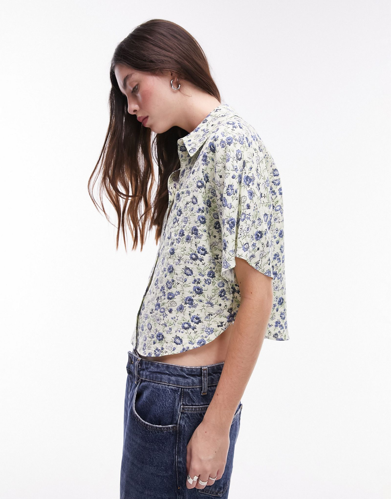 Укороченная рубашка с принтом Topshop 2290₽