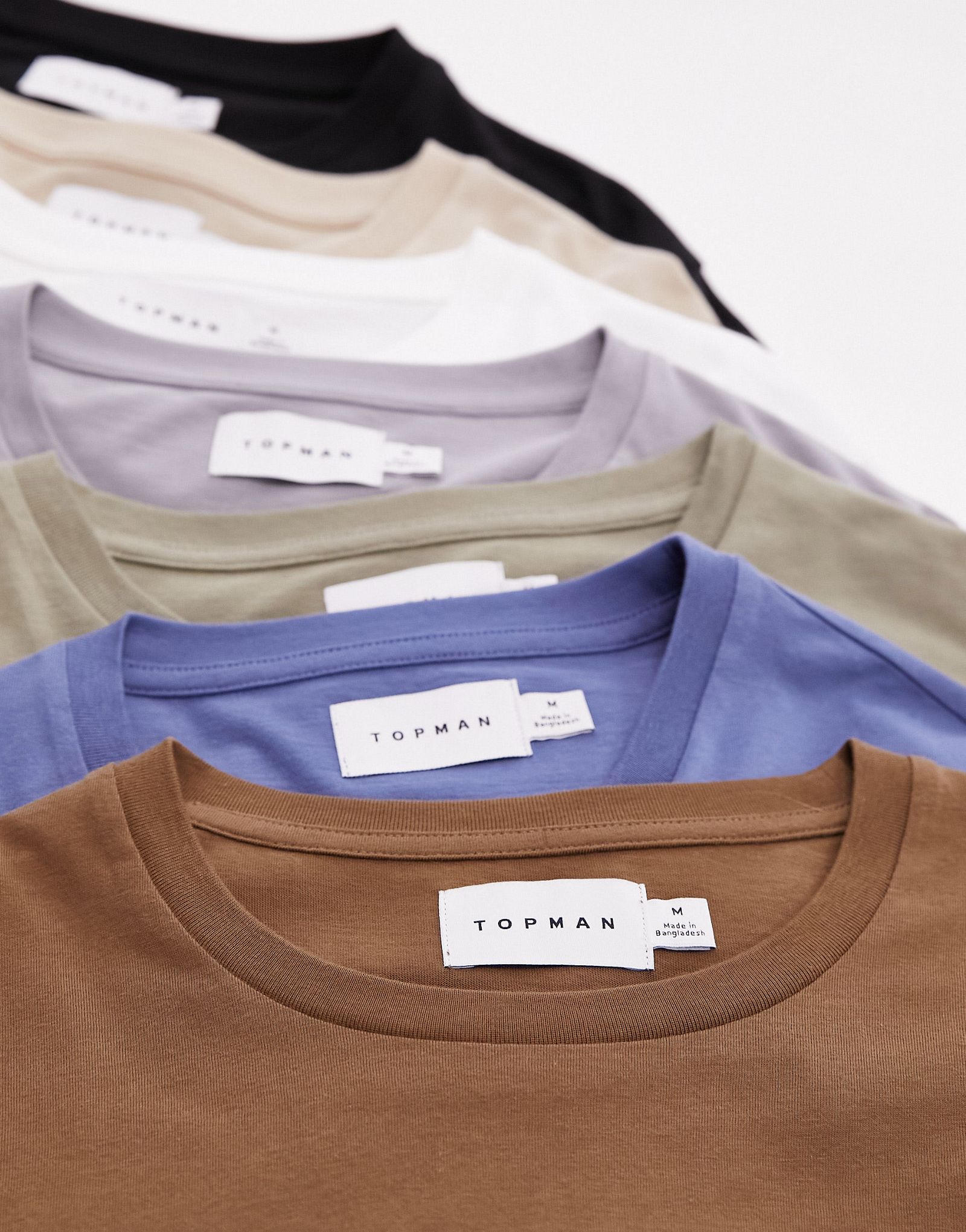 Набор классических футболок Topman из 7 цветов черного белого серого каменного синего коричневого и хаки 14590₽