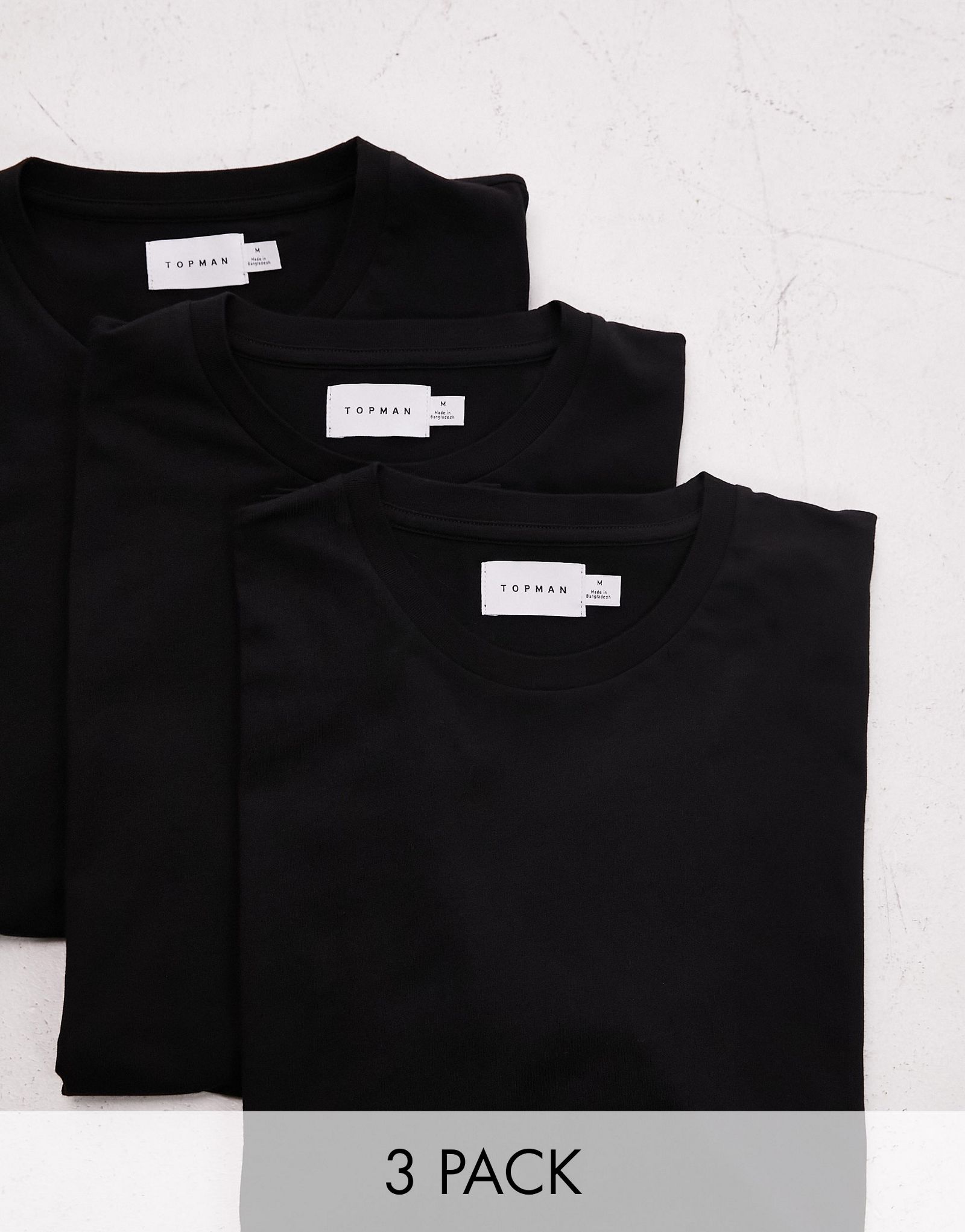 Черная футболка классического кроя 3 штуки Topman 7890₽