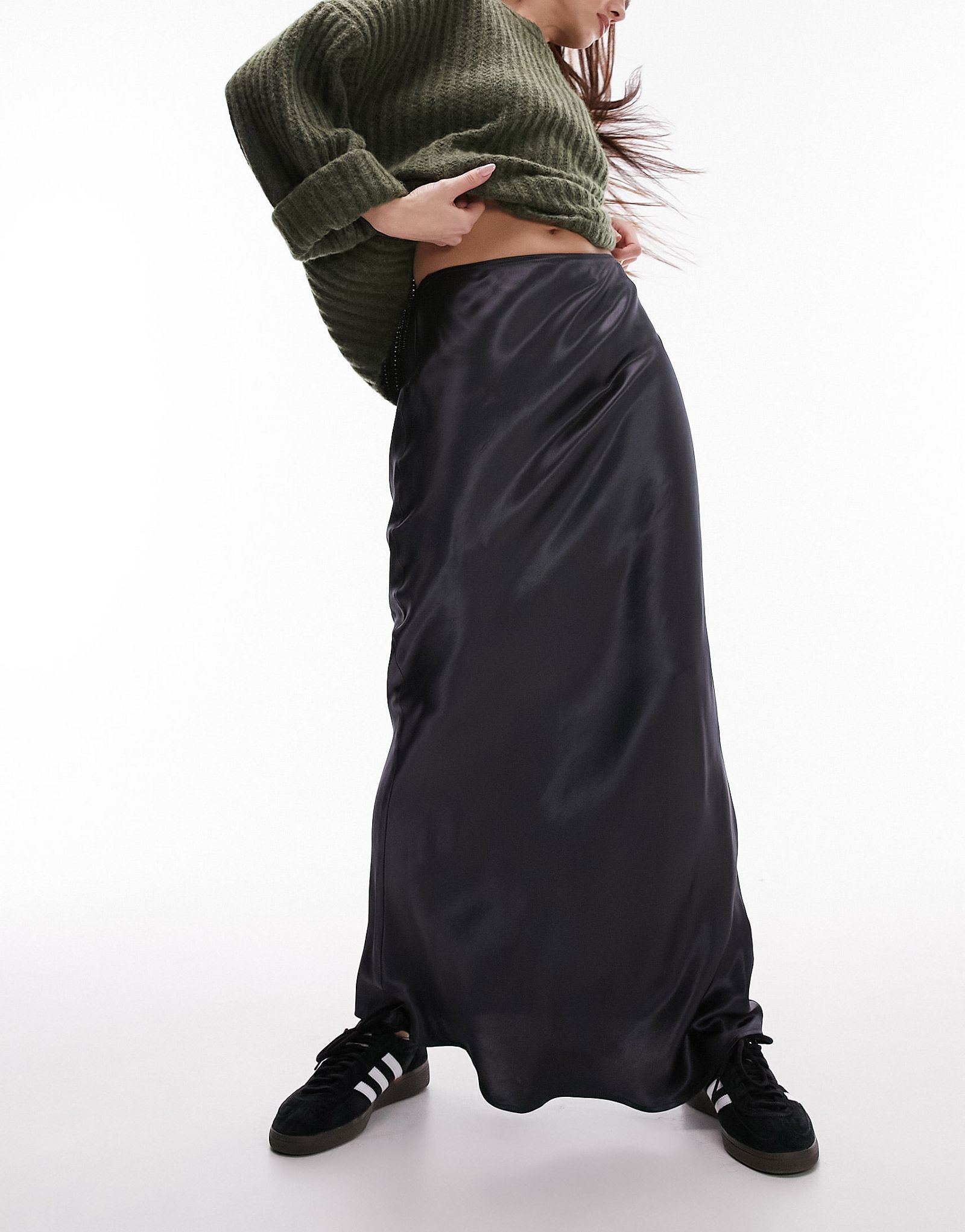 Атласная юбка макси цвета индиго Topshop 10590₽