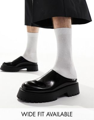 Массивные лоферы-мюли ASOS DESIGN из черной искусственной кожи