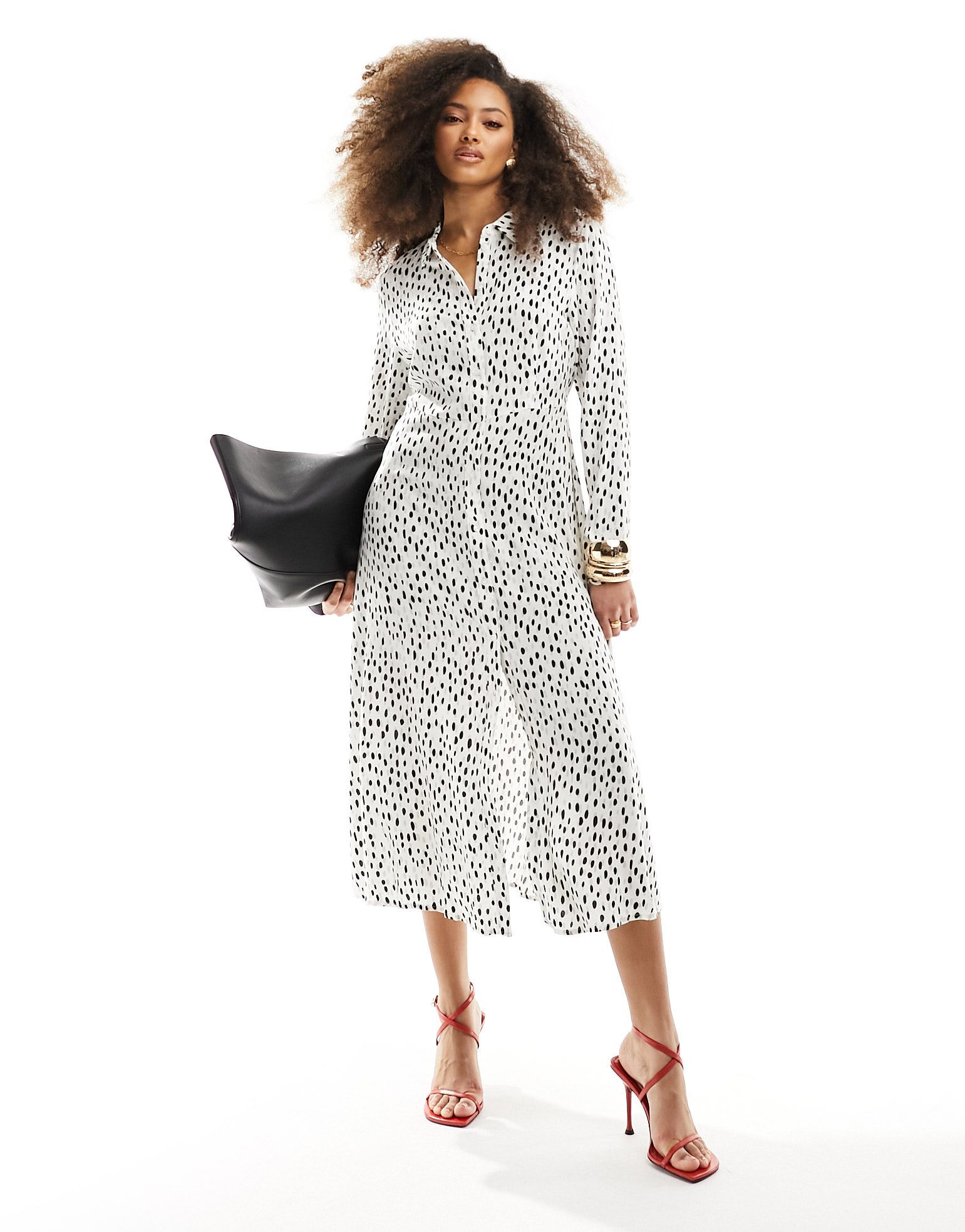 Платье-рубашка макси Vila с белым пятнистым принтом 14390₽