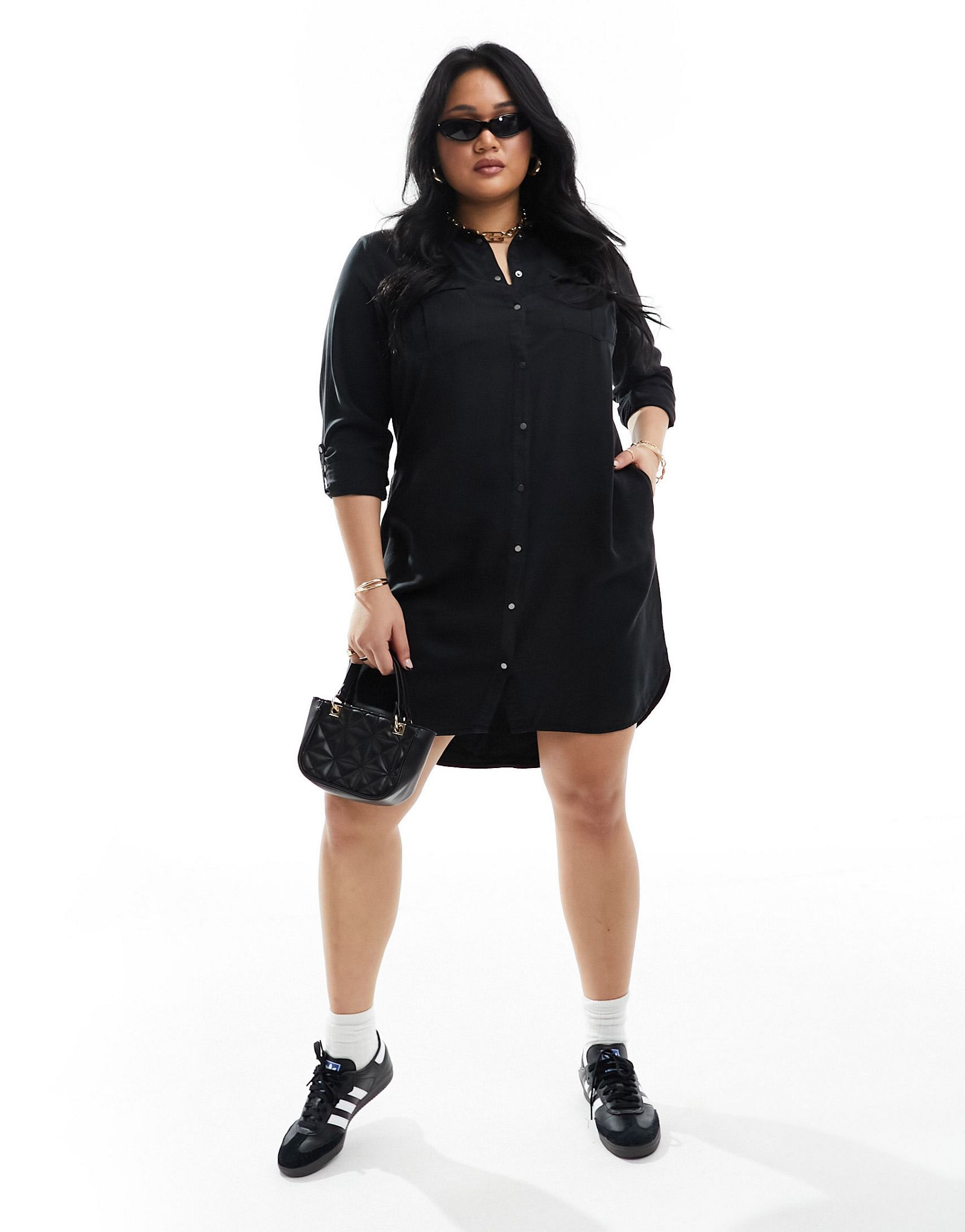 Черное джинсовое платье-рубашка Vero Moda Curve 17790₽