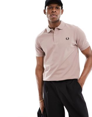 Розовая однотонная футболка-поло Fred Perry